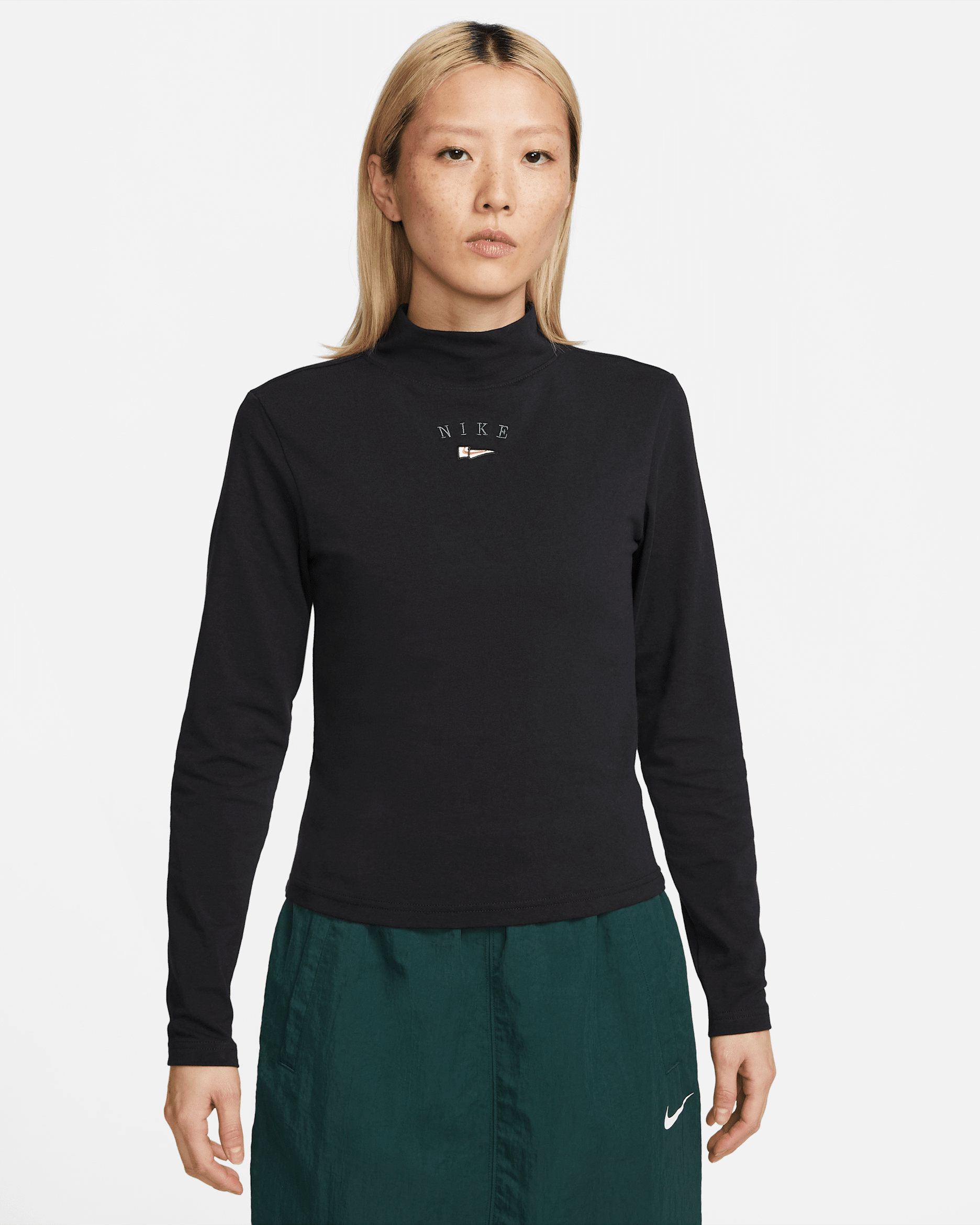 Nike Sportswear Women's Long-Sleeve Mock-Neck Top - Black/Black