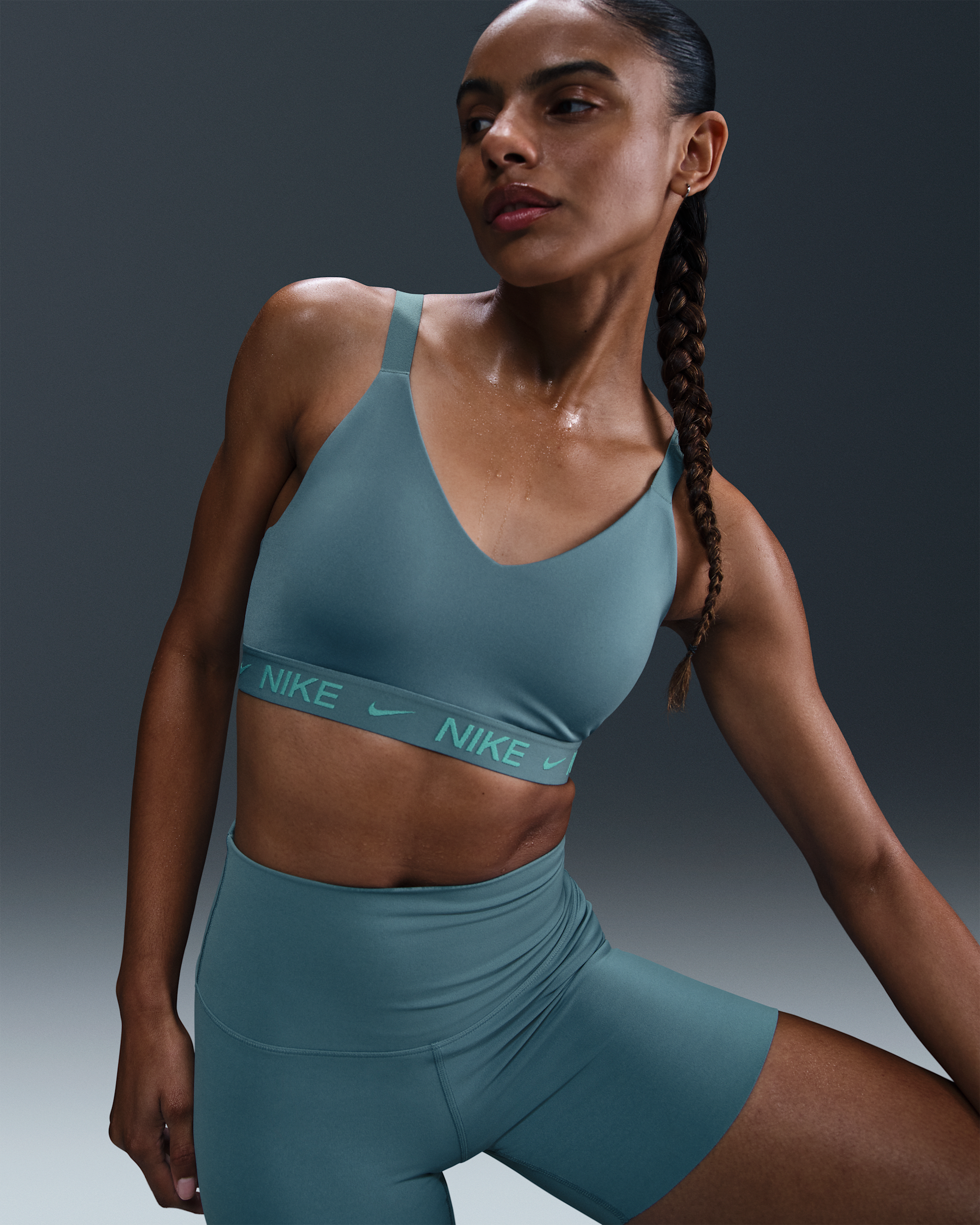 Bra deportivo ajustable acolchado para mujer Nike Indy Medium Support - Azul humeante