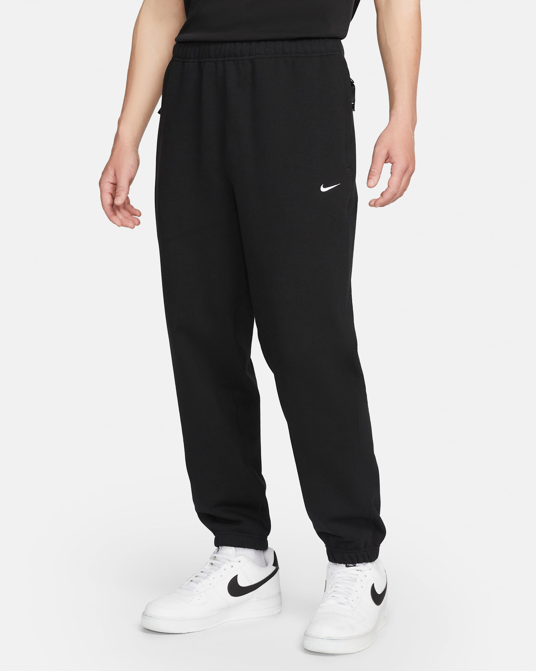 Nike Solo Swoosh Men's French Terry Trousers - Black/White