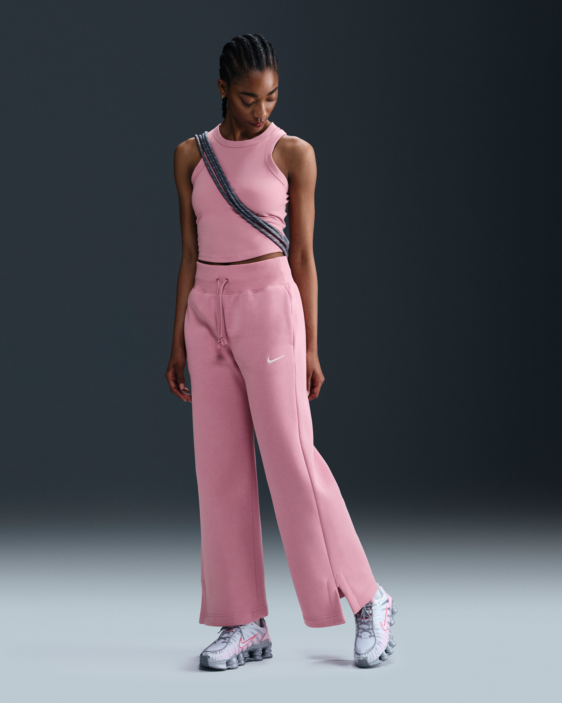 Nike Sportswear Phoenix Fleece Women's High-Waisted Wide-Leg Sweatpants - Elemental Pink/Sail