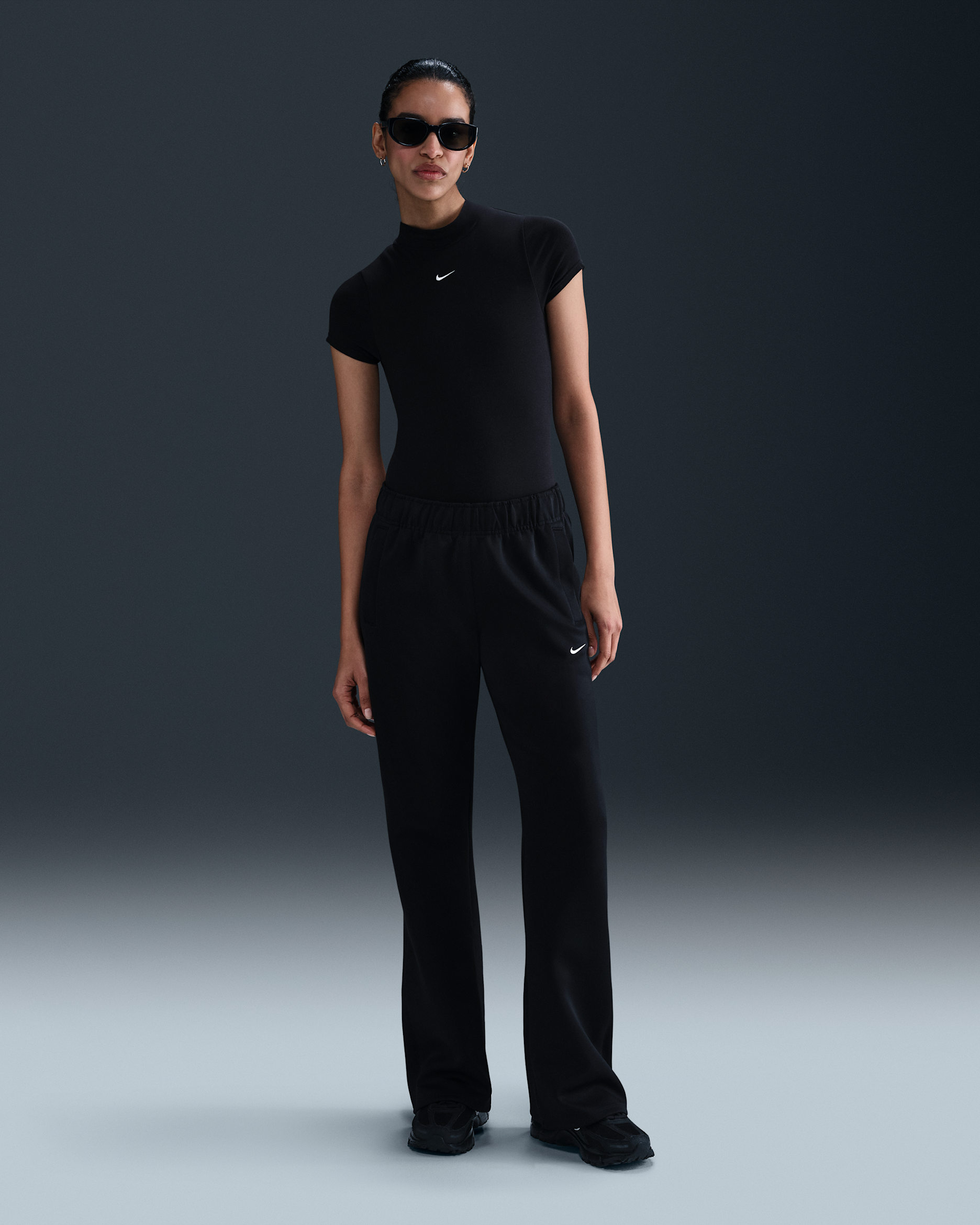 Nike Sportswear Windrunner Women's Mid-Rise Slim Knit Pants - Black/Black/White
