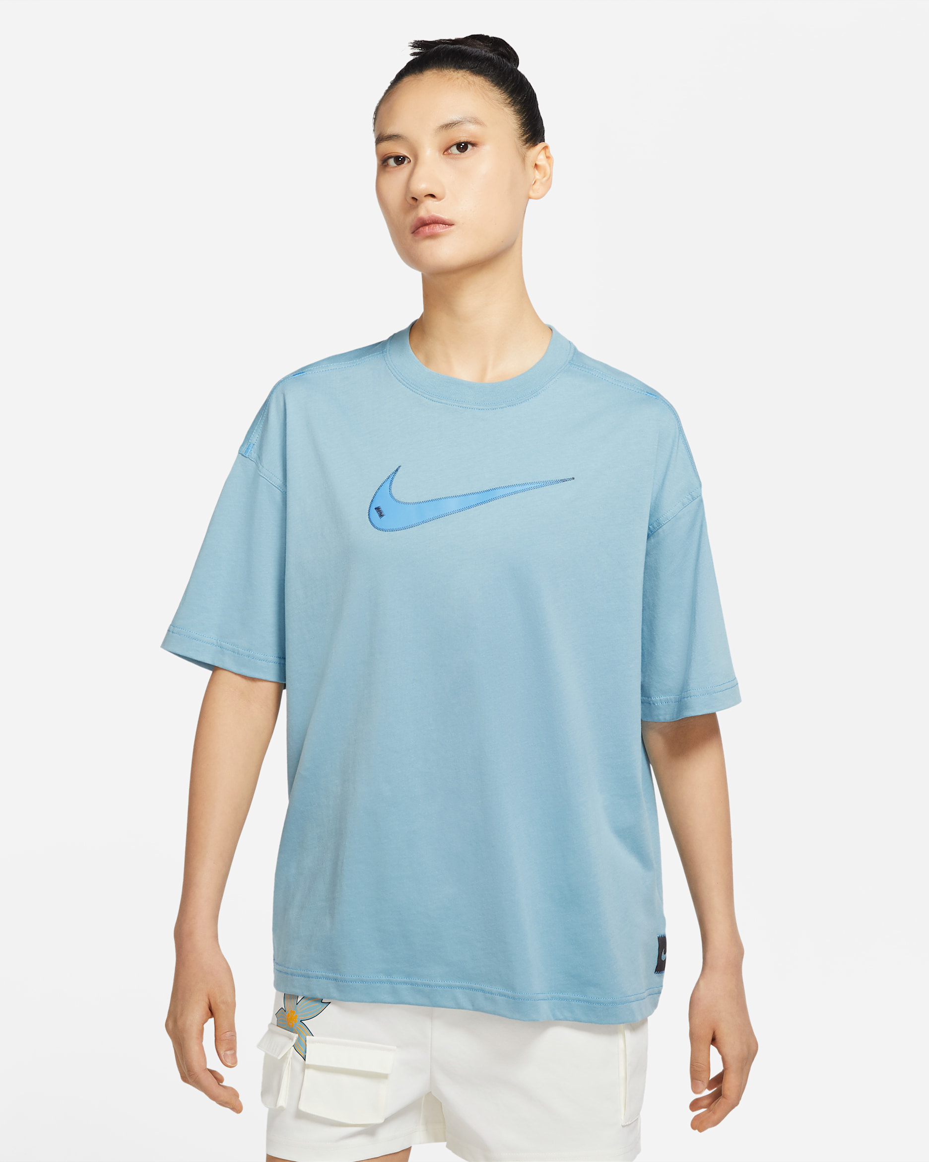 Nike Sportswear Swoosh Women's Short-Sleeve Top - Worn Blue/Medium Ash/Medium Ash/University Blue
