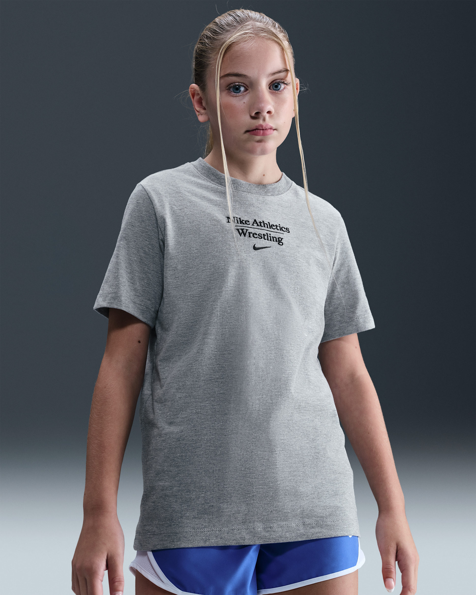Nike Wrestling Big Kid's T-Shirt - Dark Grey Heather
