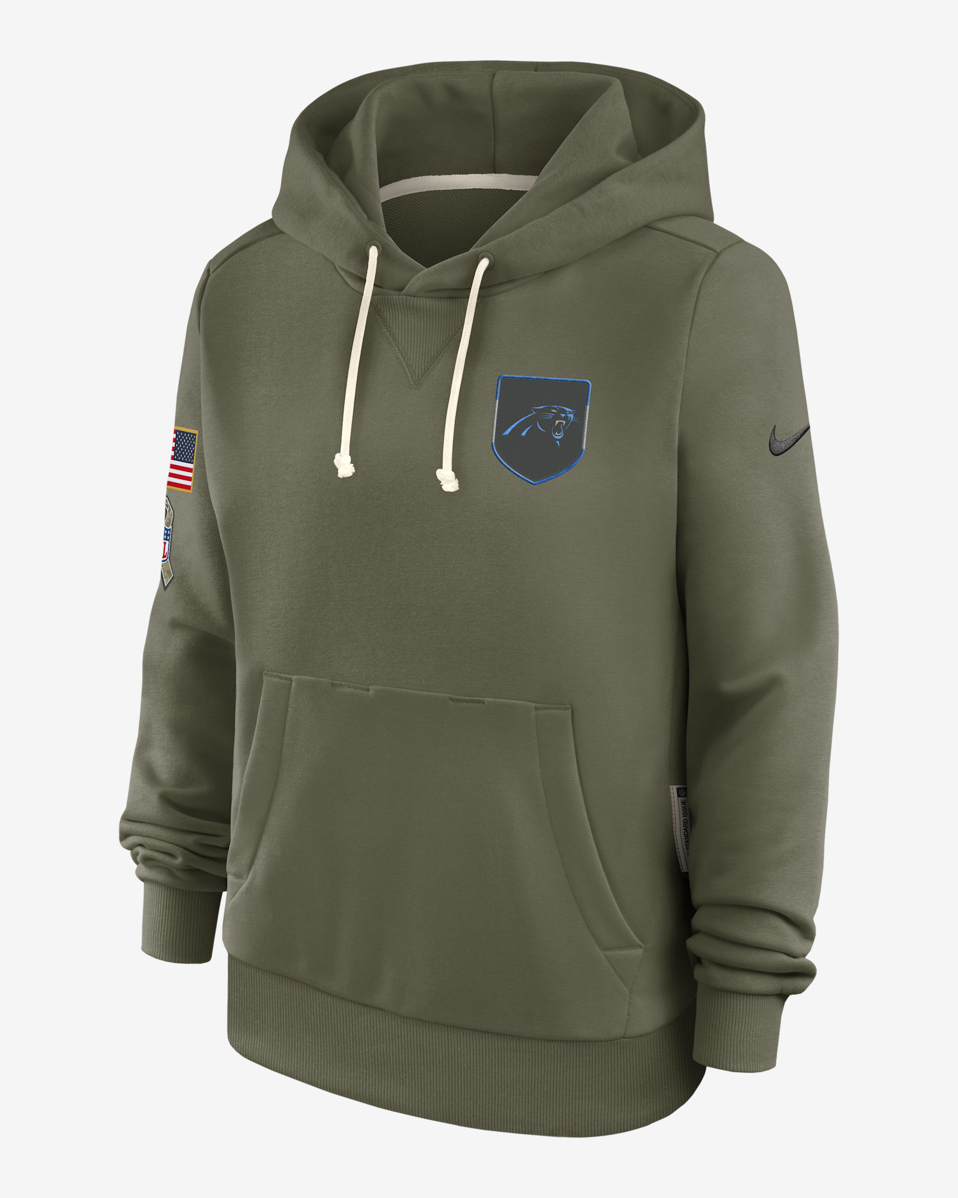 Carolina Panthers Salute to Service Sideline Women's Nike Dri-FIT NFL Pullover Hoodie - Olive