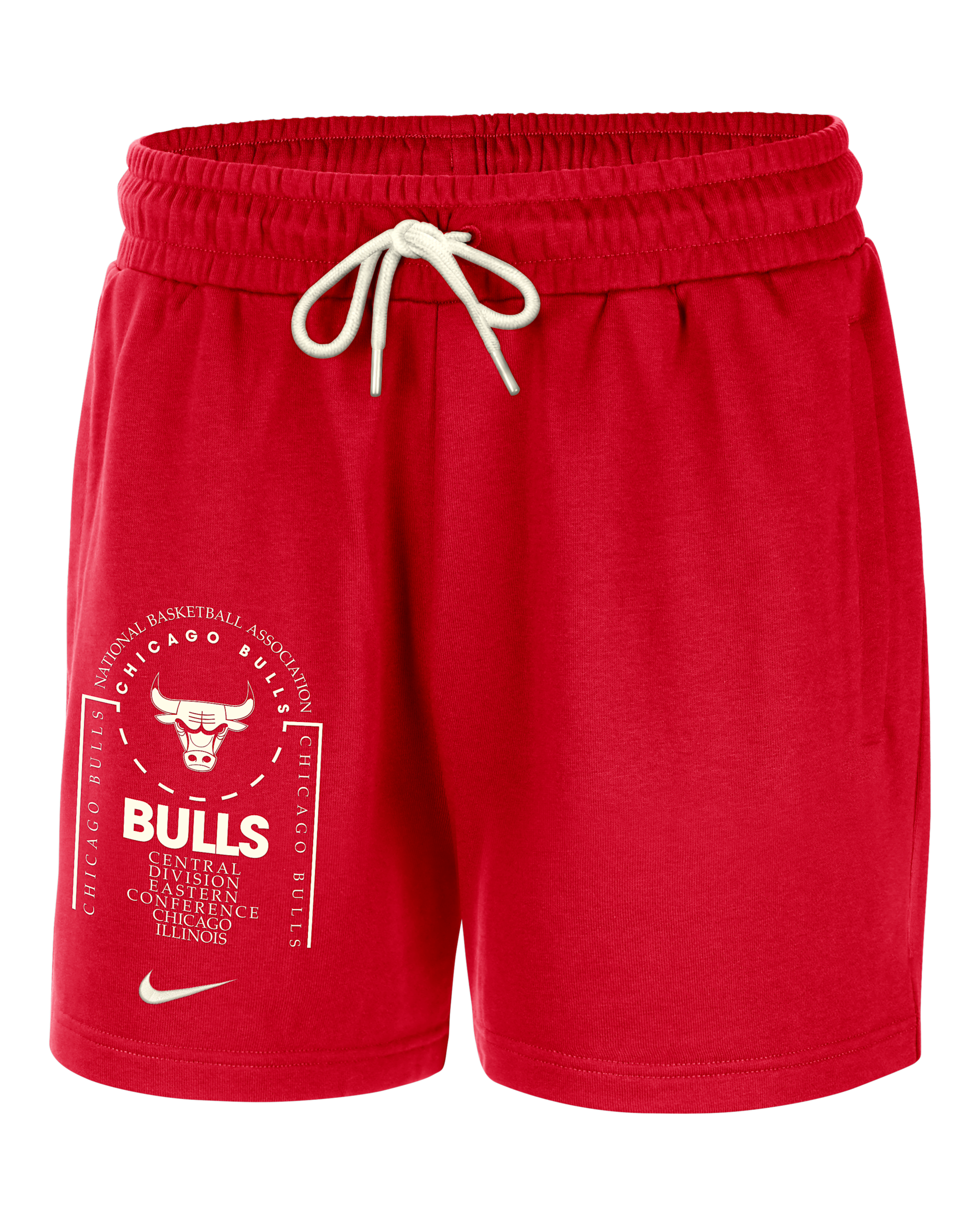 Męskie spodenki z dzianiny Nike NBA Chicago Bulls Club Courtside - University Red/Sail
