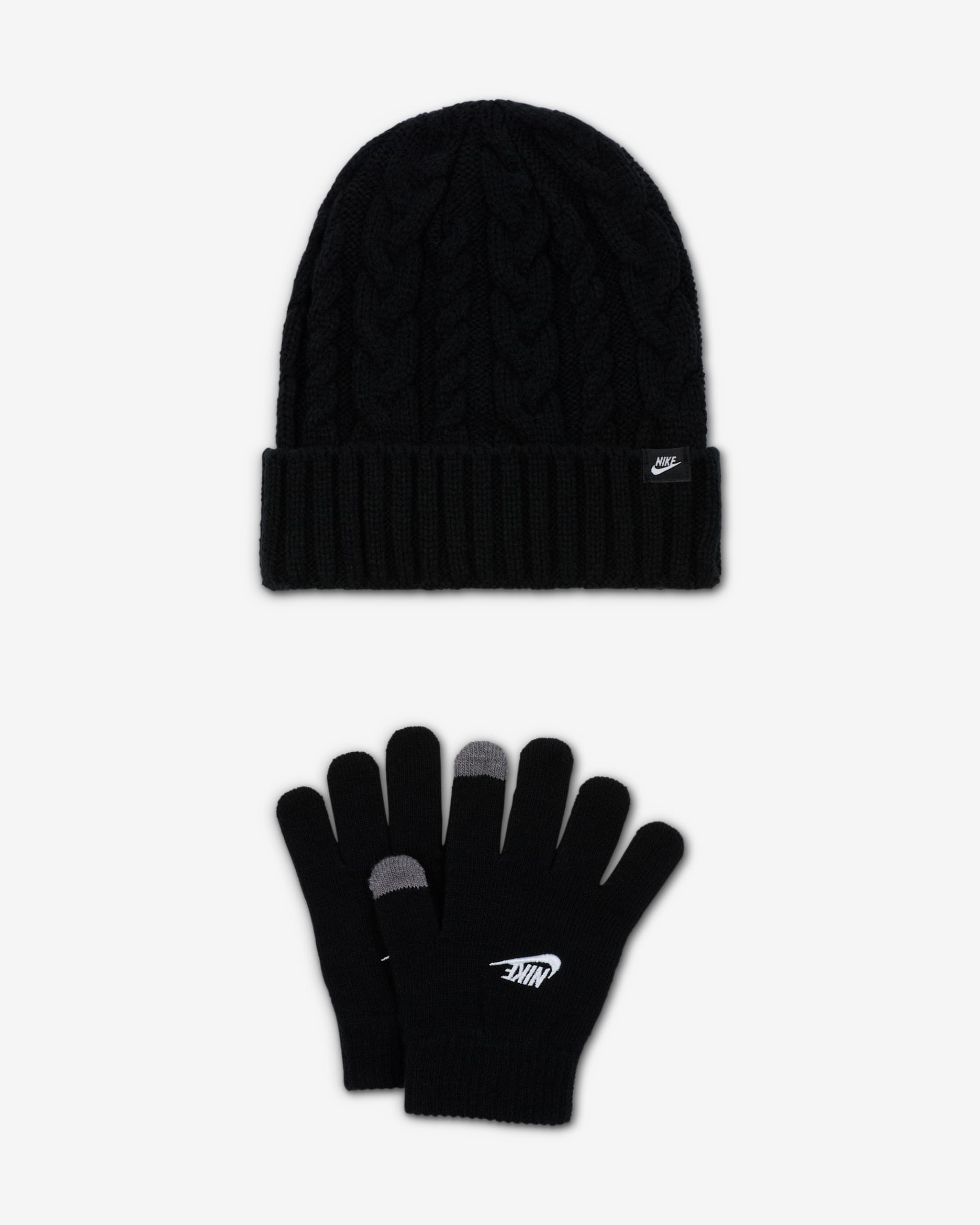 Conjunto de gorro de 2 piezas Cable Gifting para niños talla grande Nike  - Negro