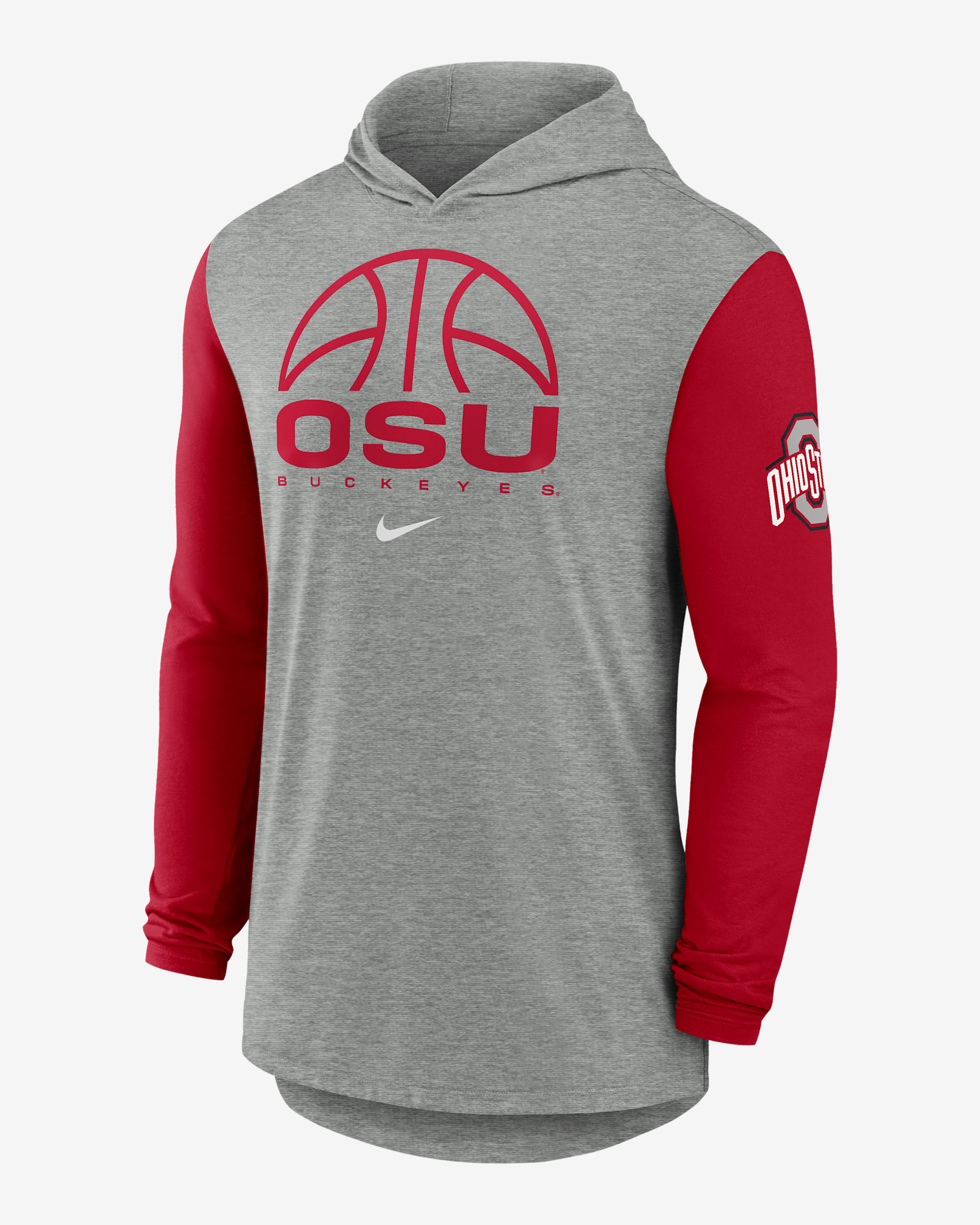 Ohio State Basketball Men's Nike Dri-FIT College Long-Sleeve Hooded T-Shirt - Grey