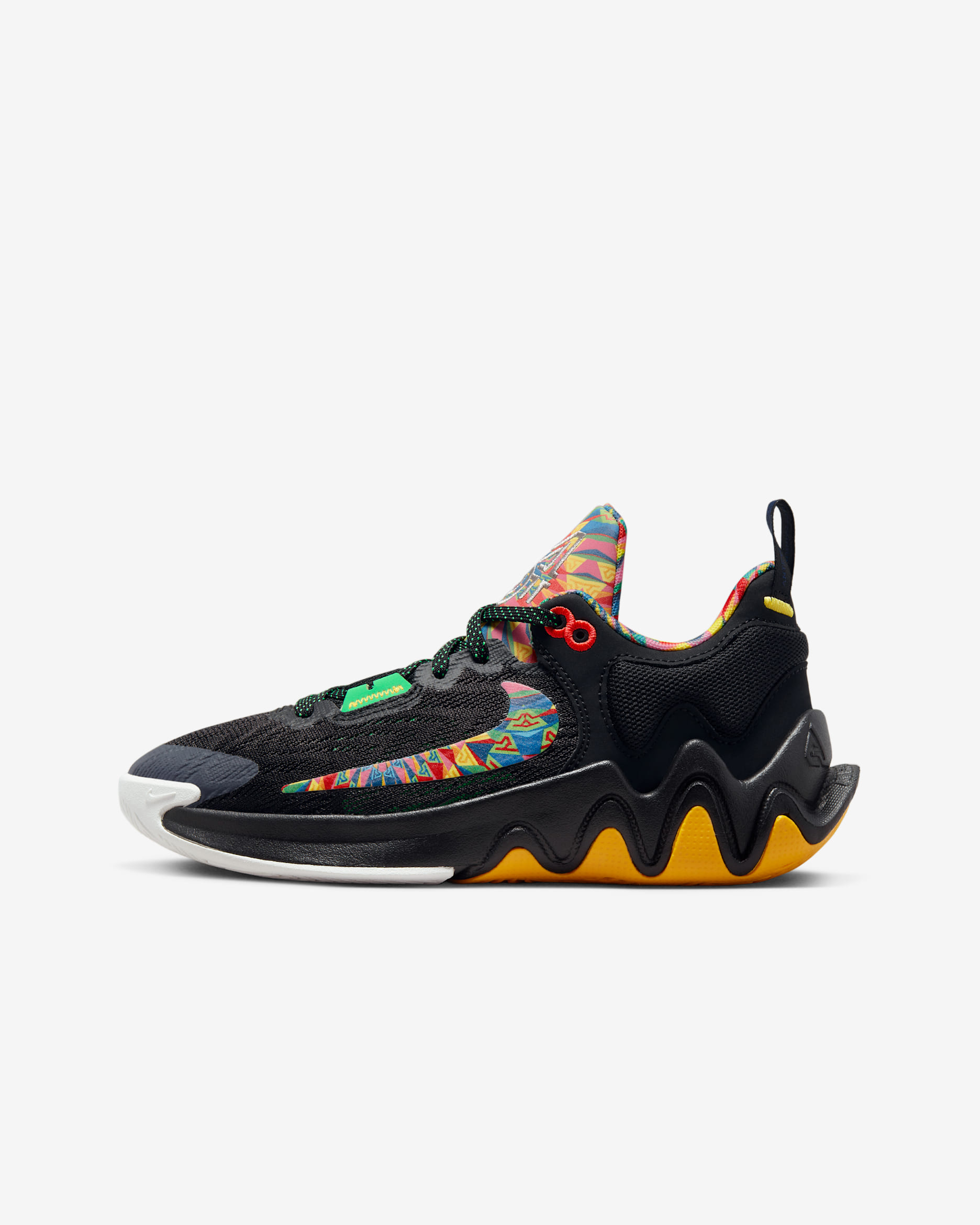 Tenis de básquetbol para niños grandes Giannis Immortality 2 - Negro/Algas eléctricas/Oro universitario/Rosa resplandor