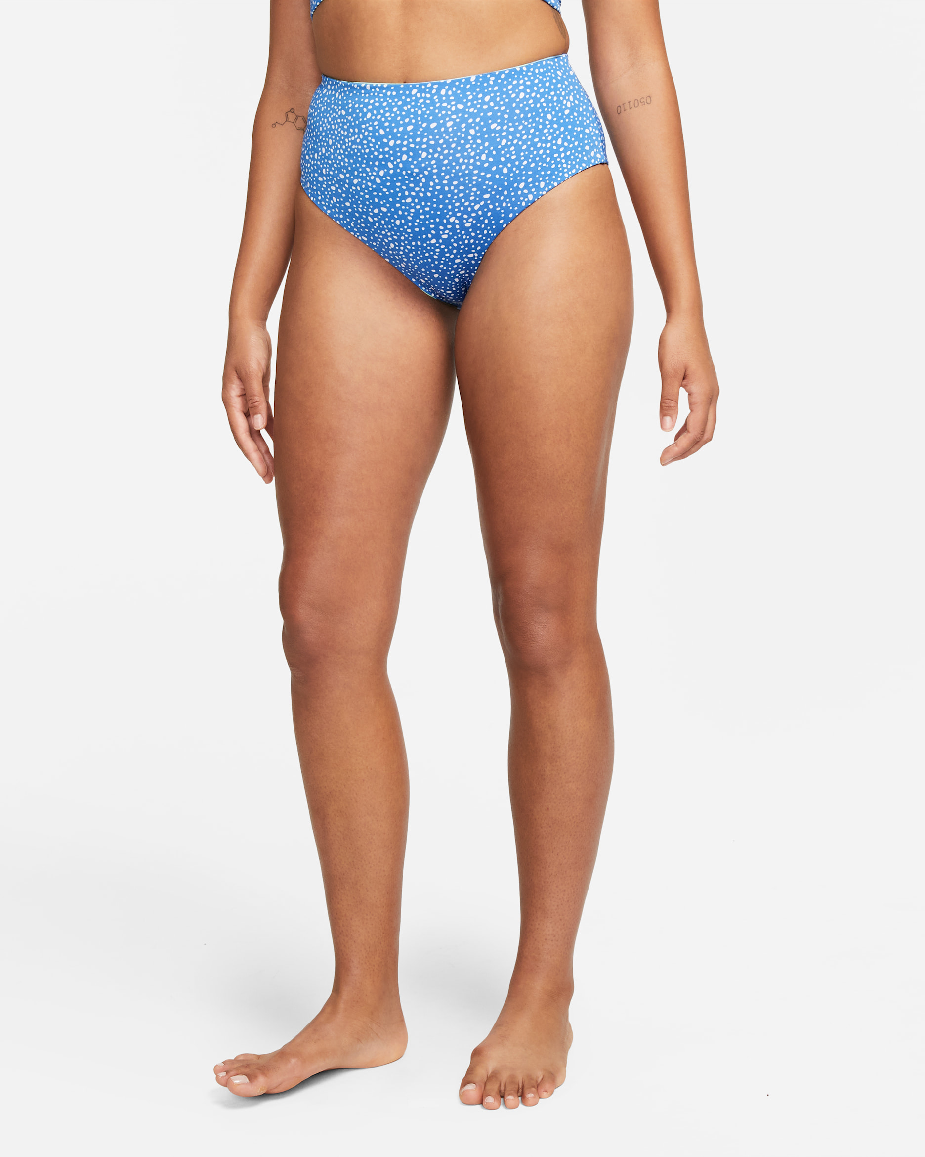 Calzón bikini sexy de cintura alta y doble vista para mujer Nike Adventure - Azul Pacífico/Azul claro/Espuma menta/Blanco