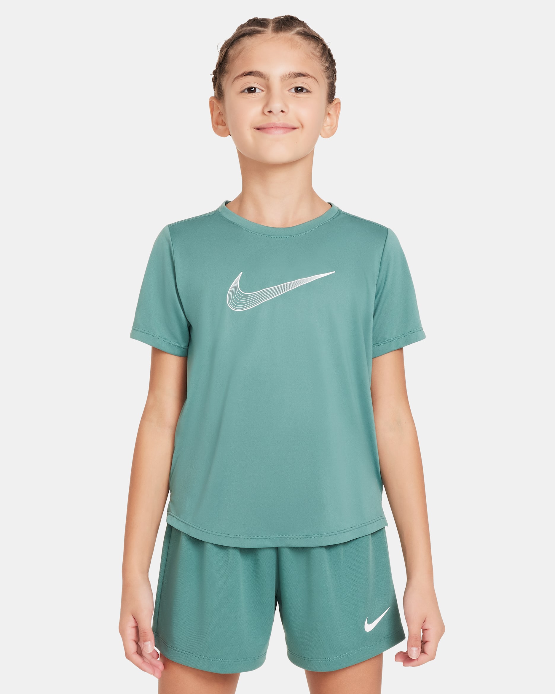 Nike One Older Kids' (Girls') Dri-FIT Short-Sleeve Training Top - Bicoastal/White