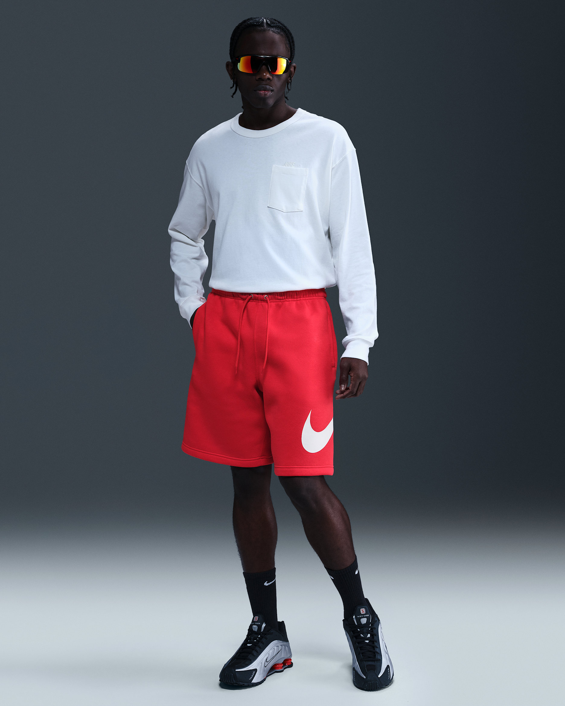 Nike Club Men's Fleece Shorts - University Red/University Red/White