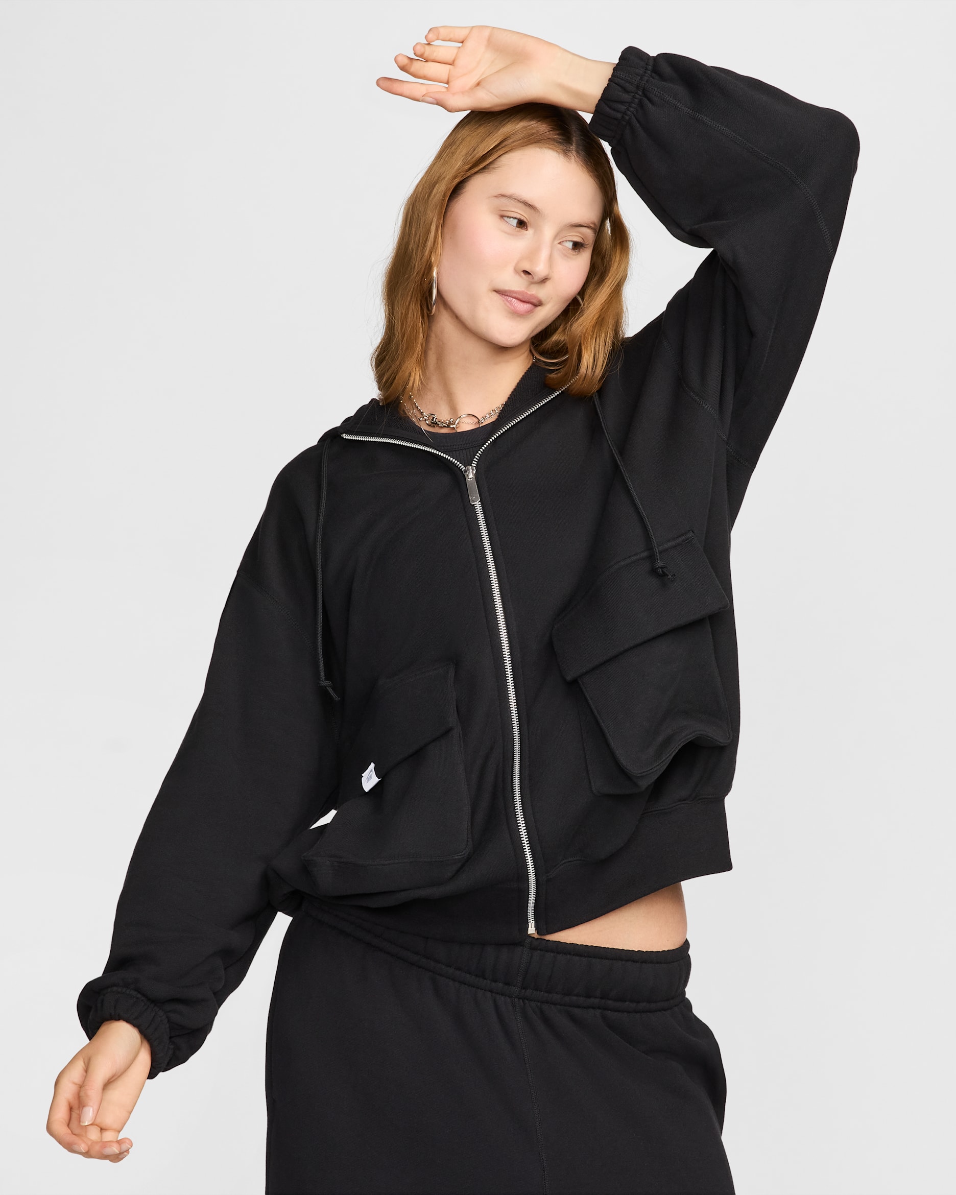 nike french terry hoodie black