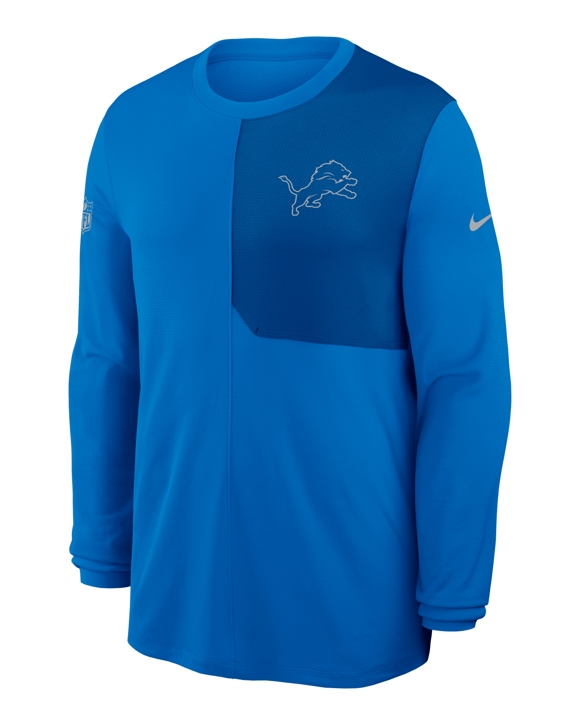 Playera de manga larga Nike Dri-FIT NFL para hombre Detroit Lions Sideline Coach - Azul
