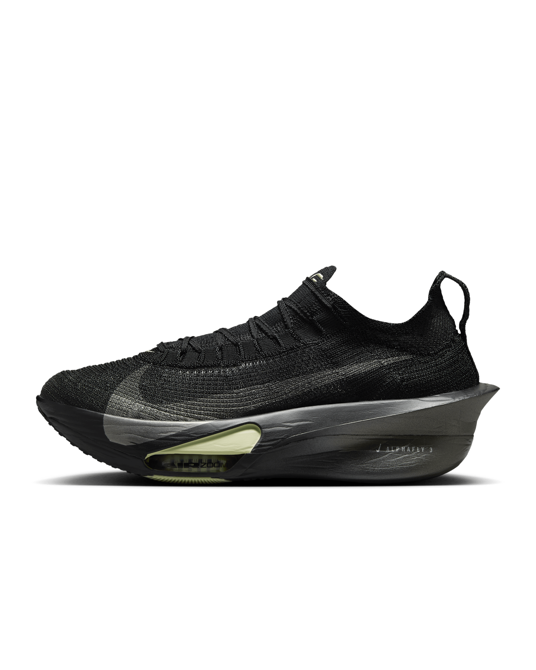 Nike Alphafly 3 Men's Road Racing Shoes - Black/Olive Aura/Metallic Silver/Metallic Medium Ash