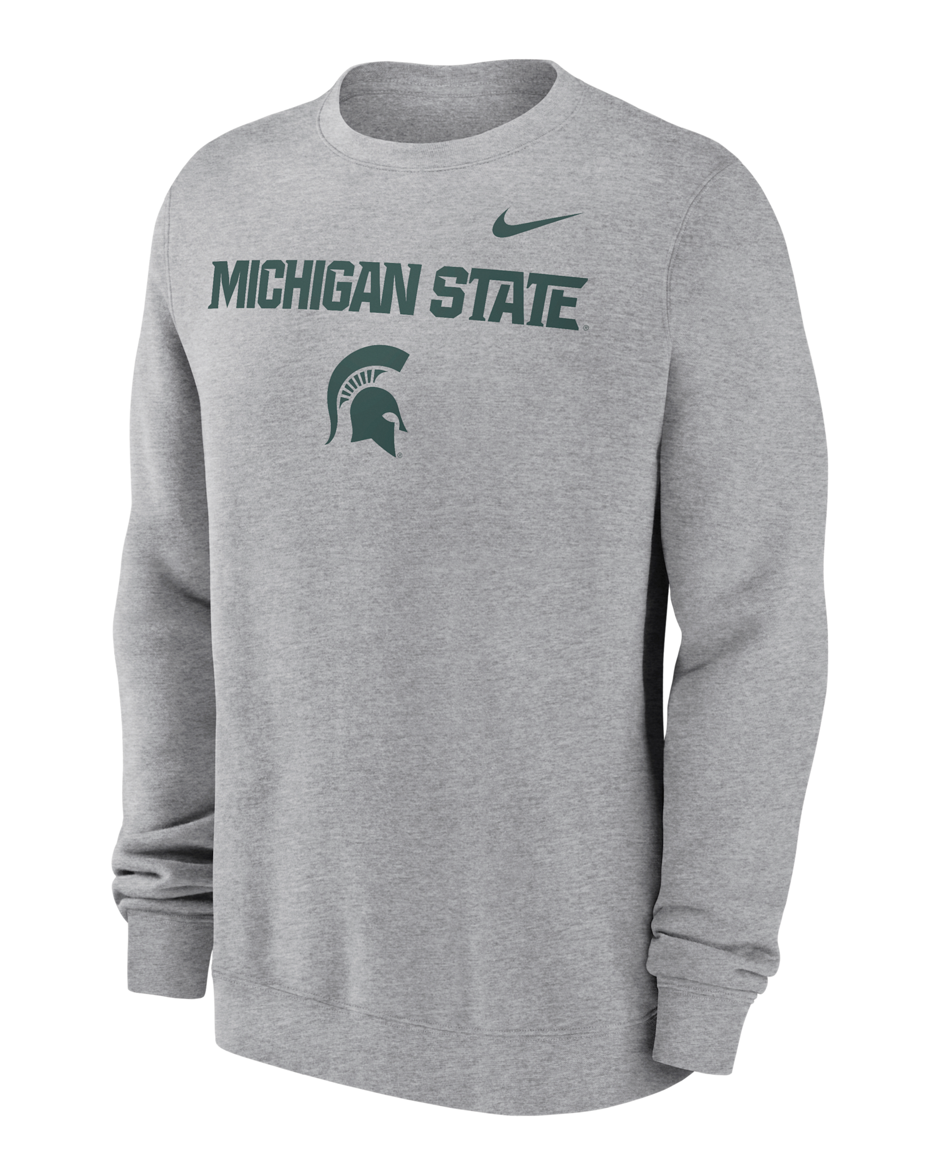 Michigan State Spartans Primetime Primary Stack Men's Nike College Pullover Crew - Dark Grey Heather