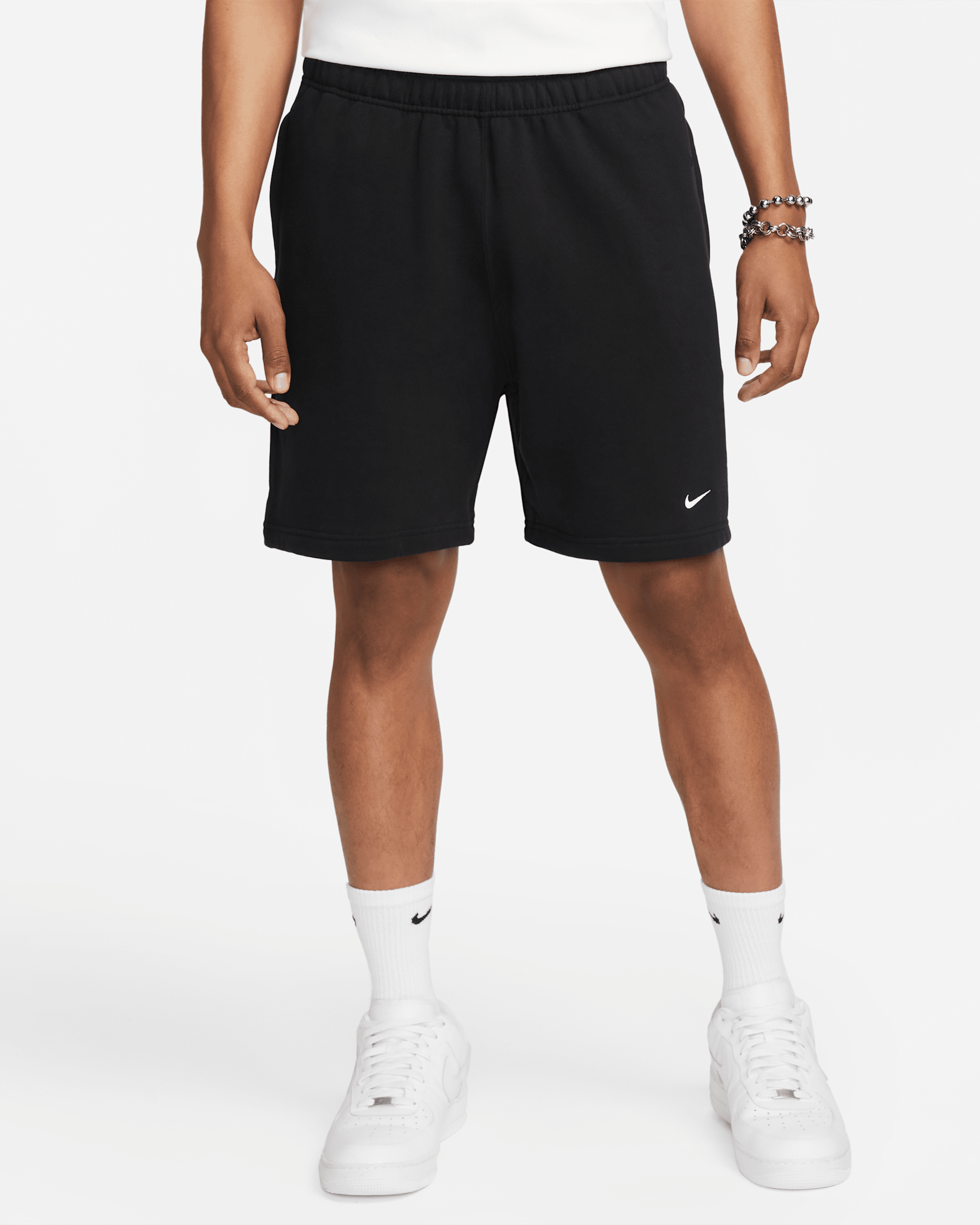 Shorts de French Terry para hombre Nike Solo Swoosh - Negro/Blanco