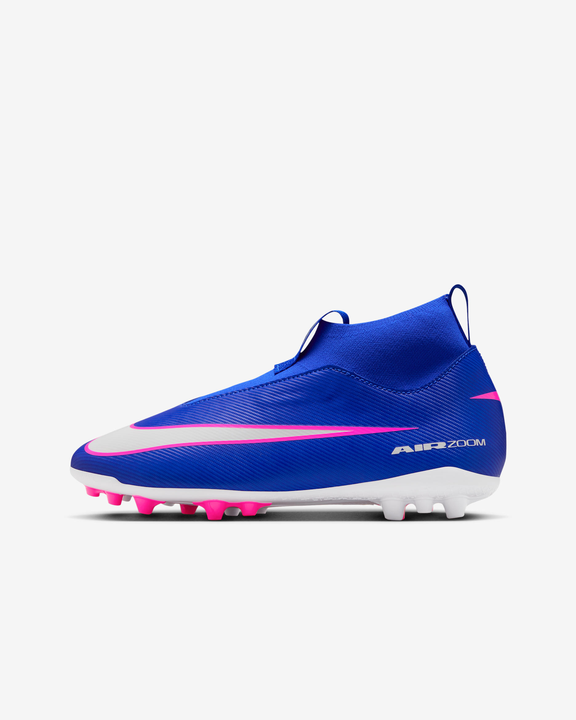 Nike Jr. Mercurial Superfly 10 Academy high-top voetbalschoenen voor kleuters/kids (kunstgras) - Racer Blue/Wit