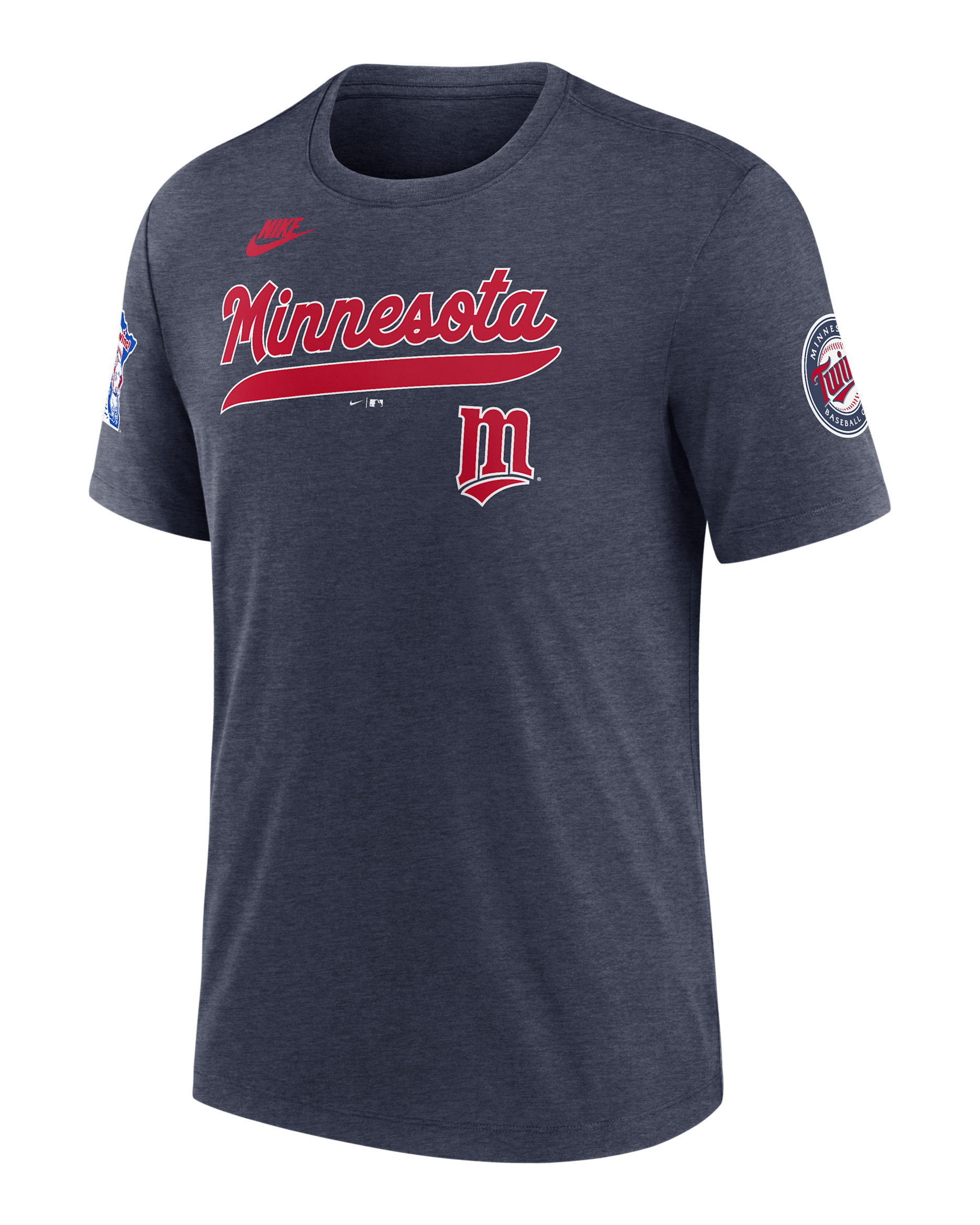 Playera Nike de la MLB para hombre Minnesota Twins Cooperstown Eras - Azul marino jaspeado