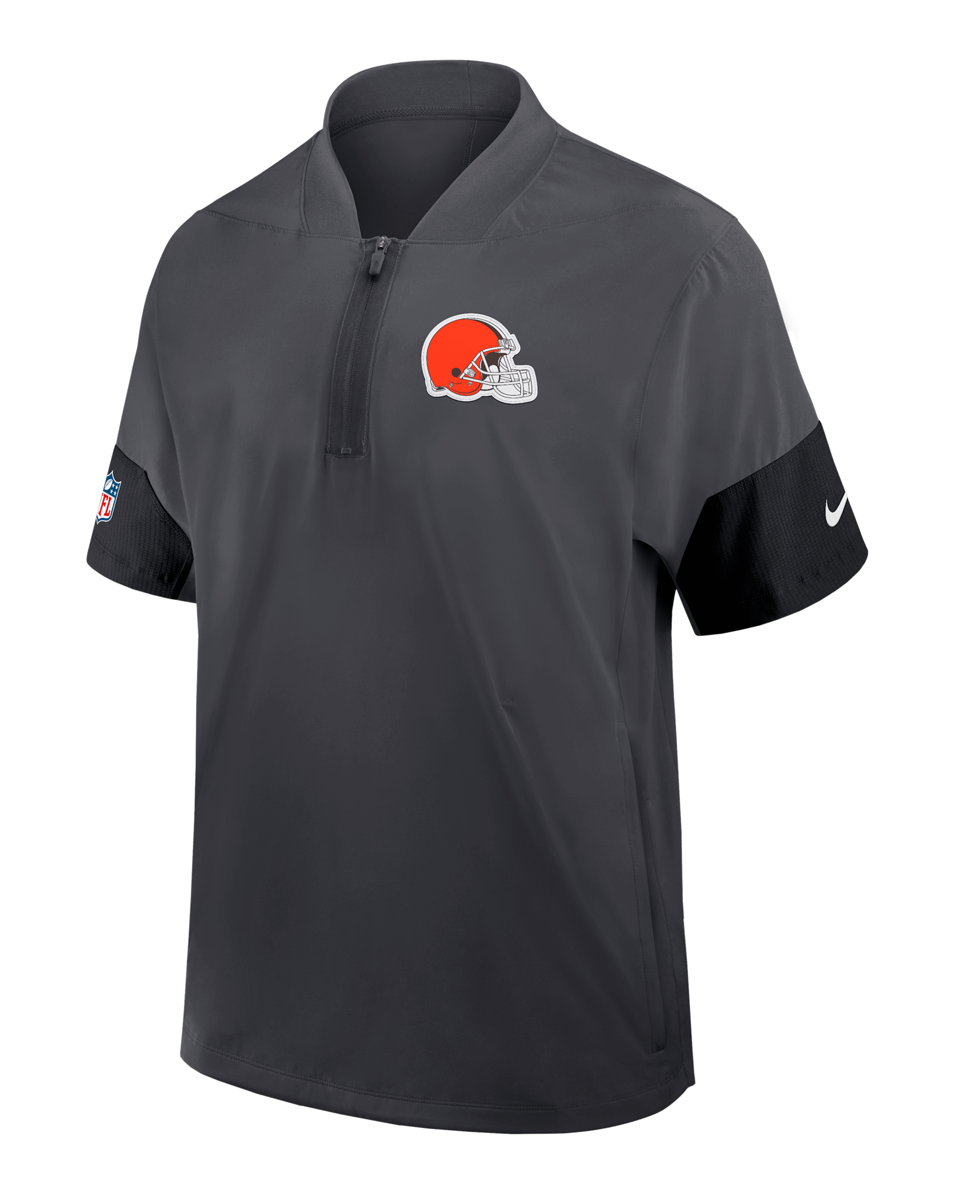 Cleveland Browns Sideline Coach Men's Nike NFL 1/2-Zip Short-Sleeve Jacket - Grey