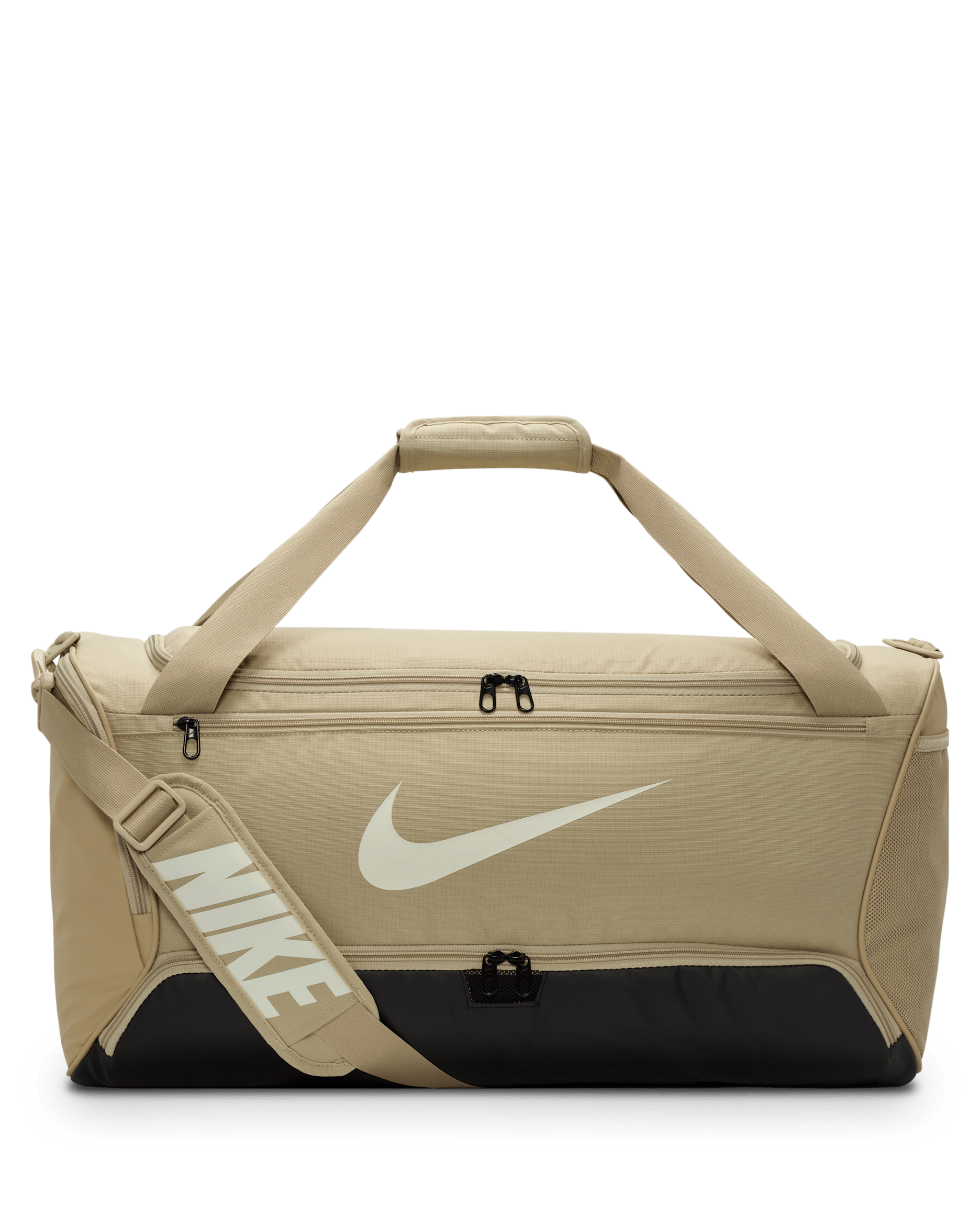 Maleta de entrenamiento Nike Brasilia 9.5 (mediana, 60L) - Caqui desierto/Negro/Vela