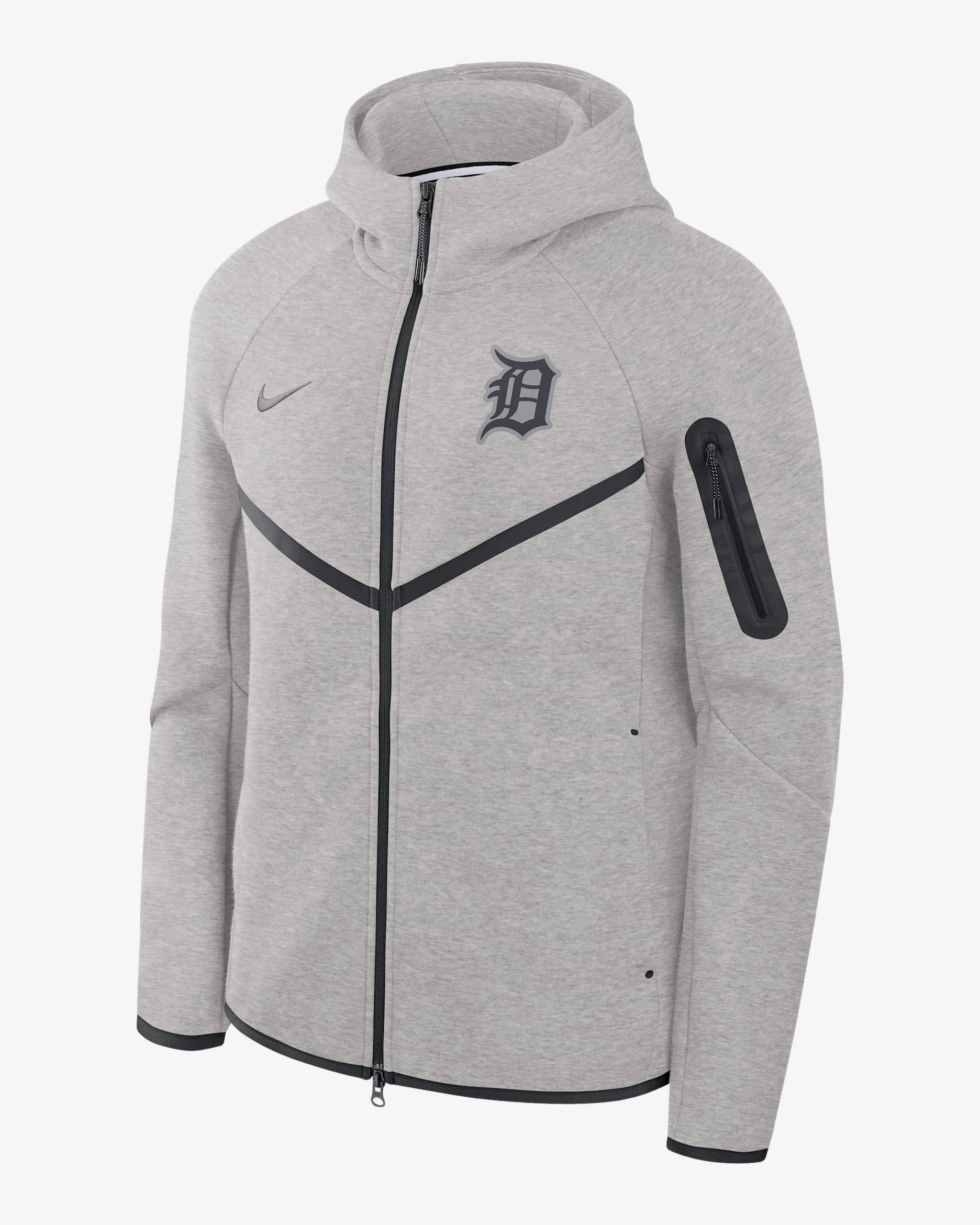 Detroit Tigers Tech Fleece Windrunner Men's Nike MLB Full-Zip Hooded Jacket - Charcoal Heather