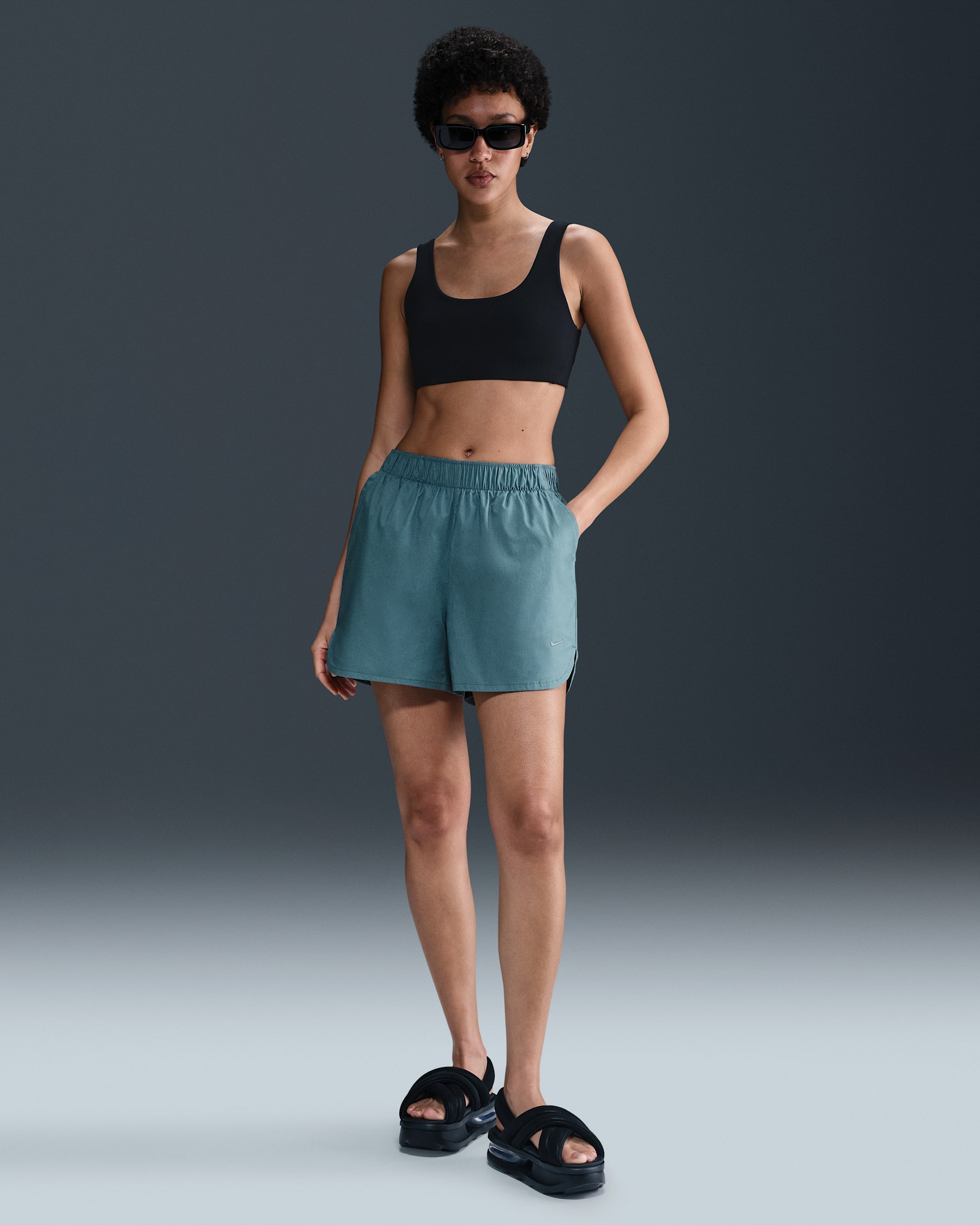 Nike Sportswear Chill Poplin Women's Mid-Rise 5" Shorts - Smokey Blue/Smokey Blue