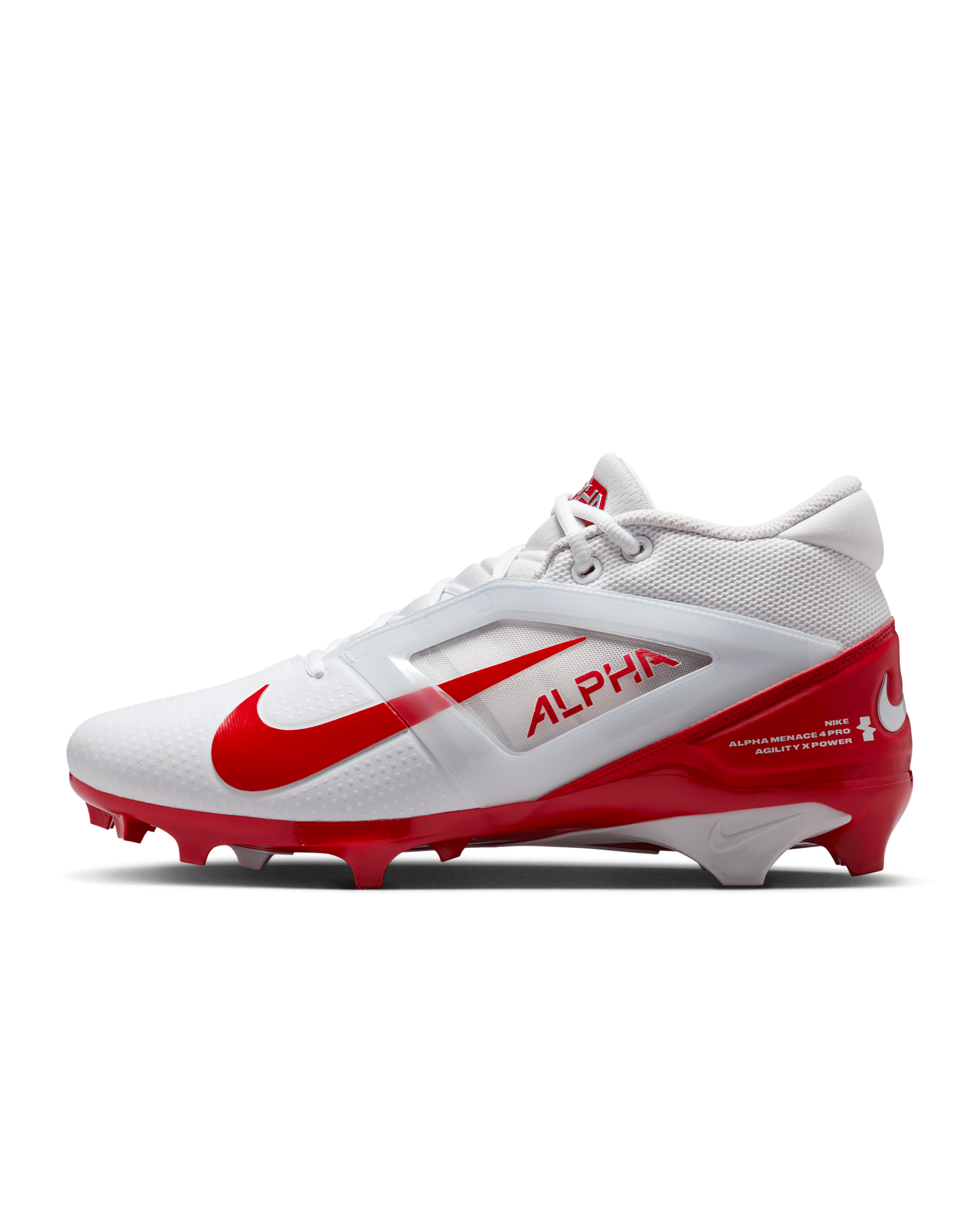 Nike Alpha Menace 4 Pro Football Cleats - White/University Red/Photon Dust/University Red