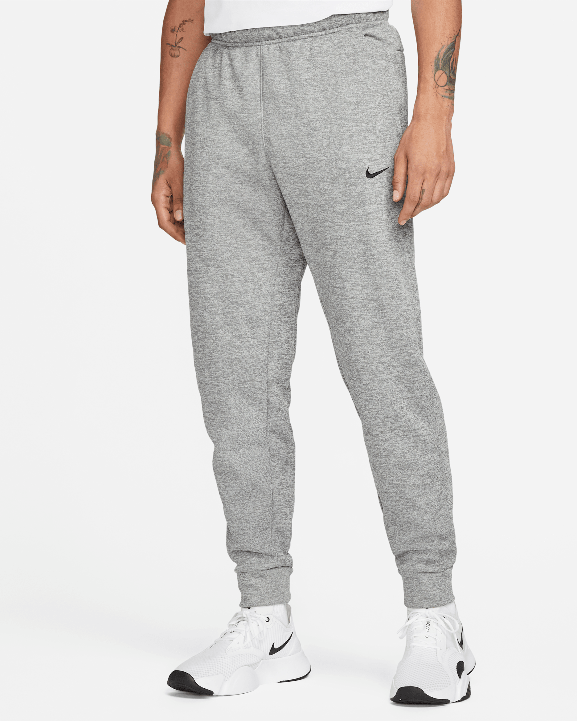 Nike Therma Therma-FIT toelopende fitnessbroek voor heren - Dark Grey Heather/Particle Grey/Zwart