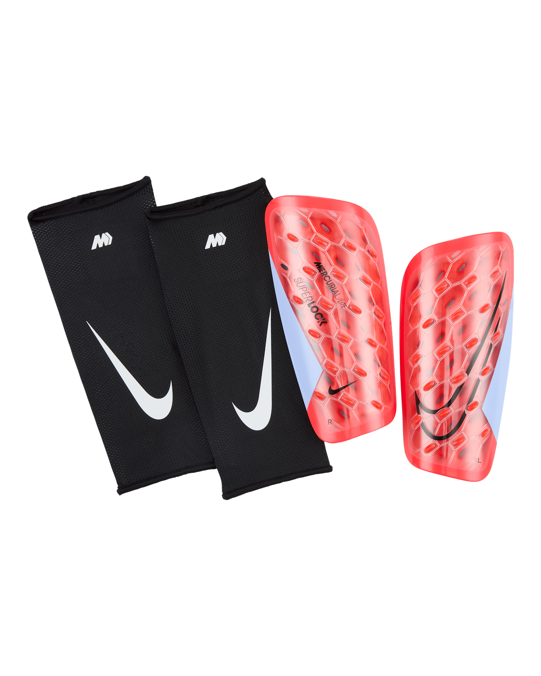 Nike Mercurial Lite SuperLock Football Shinguards - Bright Crimson/Royal Tint/Black