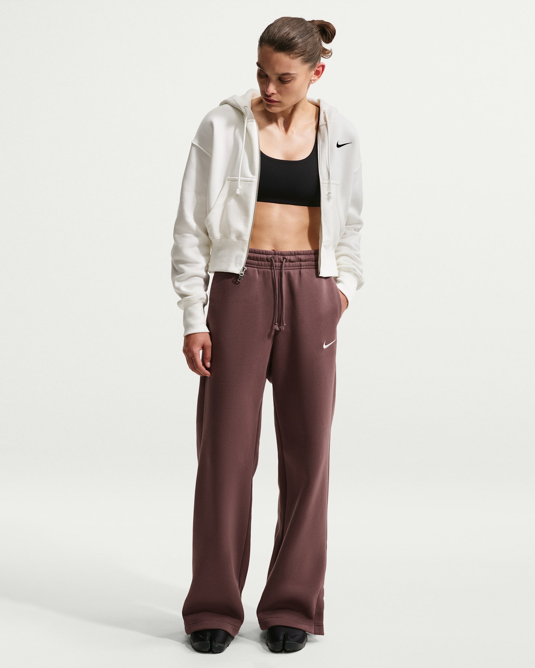 Nike Sportswear Phoenix Fleece Women's High-Waisted Wide-Leg Trousers - Tattoo/Sail