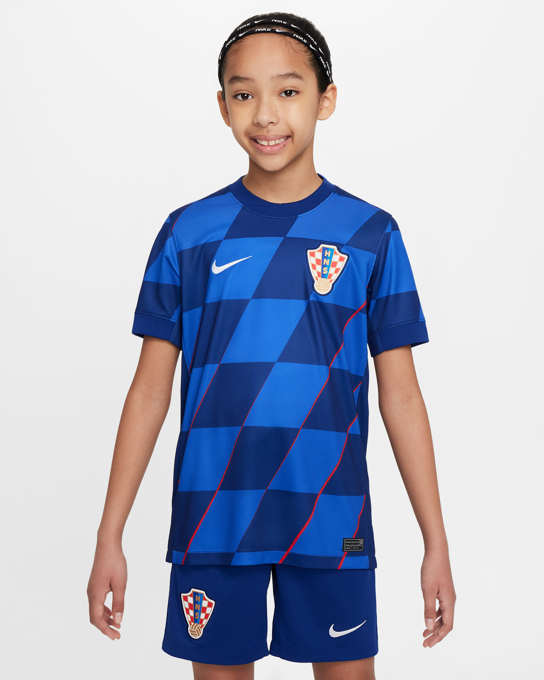 Kroatië 2024/25 Stadium Uit Nike Dri-FIT replica voetbalshirt voor kids - Hyper Royal/Deep Royal Blue/University Red/Wit