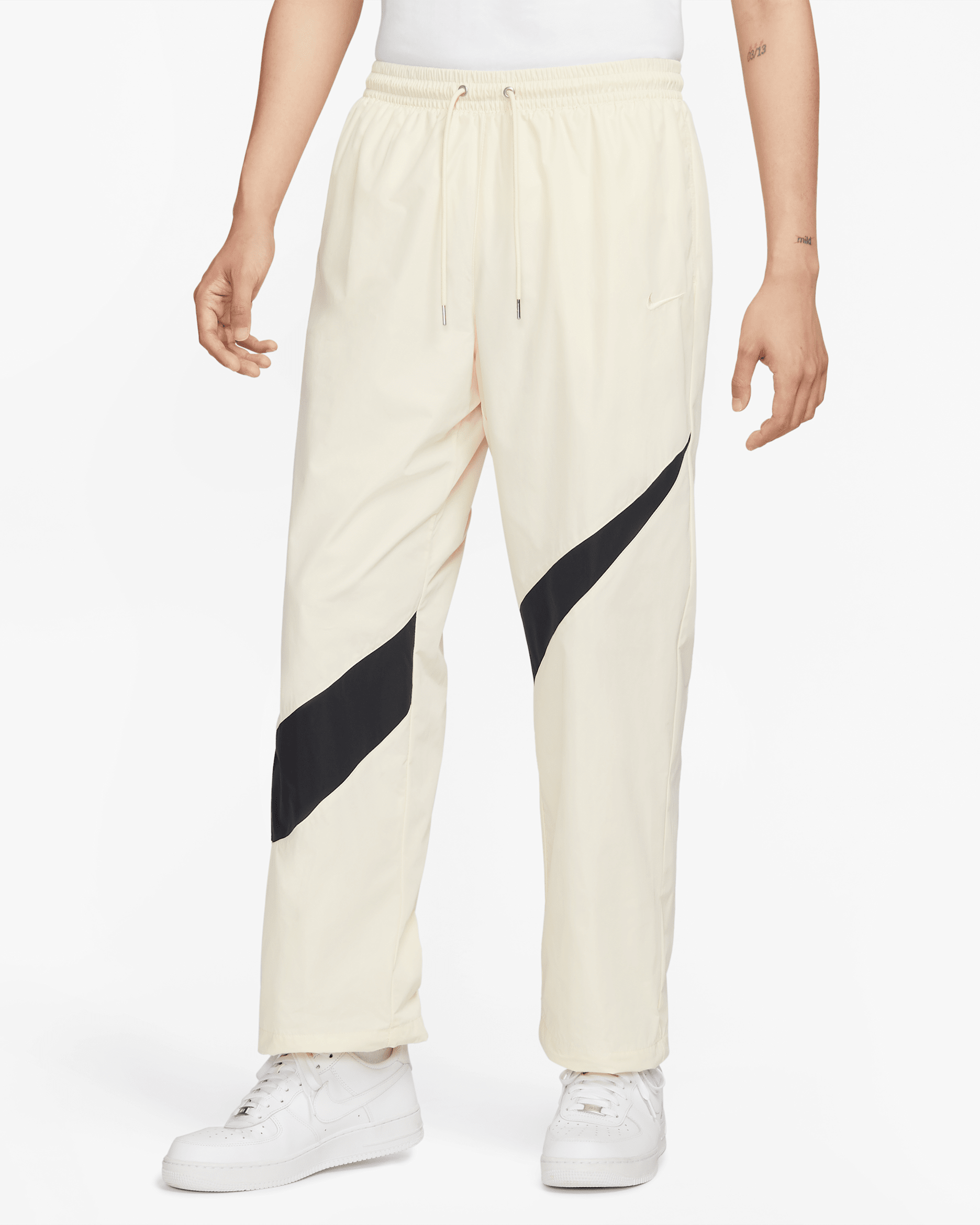 Nike Swoosh Men's Woven Pants - Coconut Milk/Black/Coconut Milk