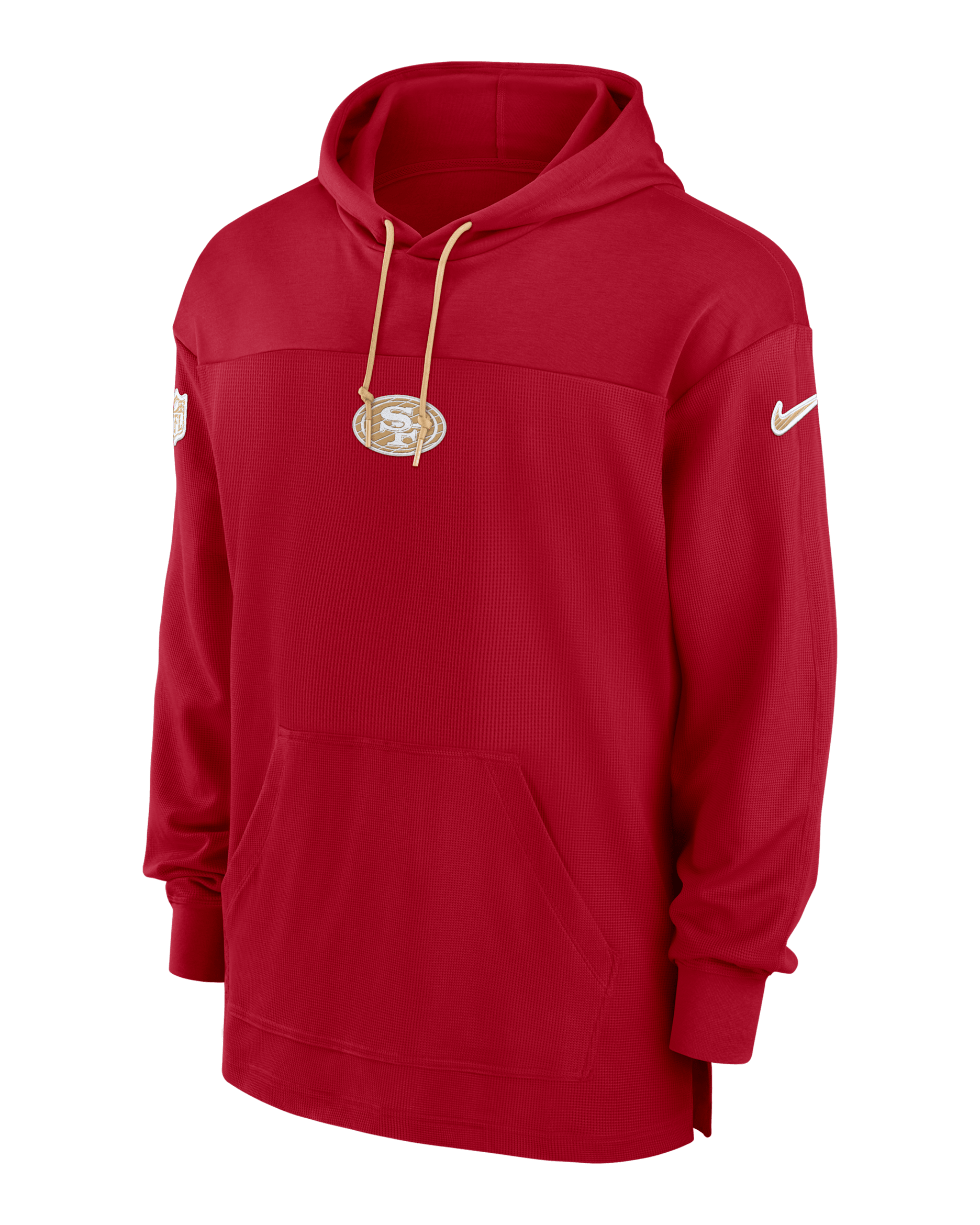 San Francisco 49ers Sideline Jersey Men's Nike Dri-FIT NFL Pullover Hoodie - Gym Red