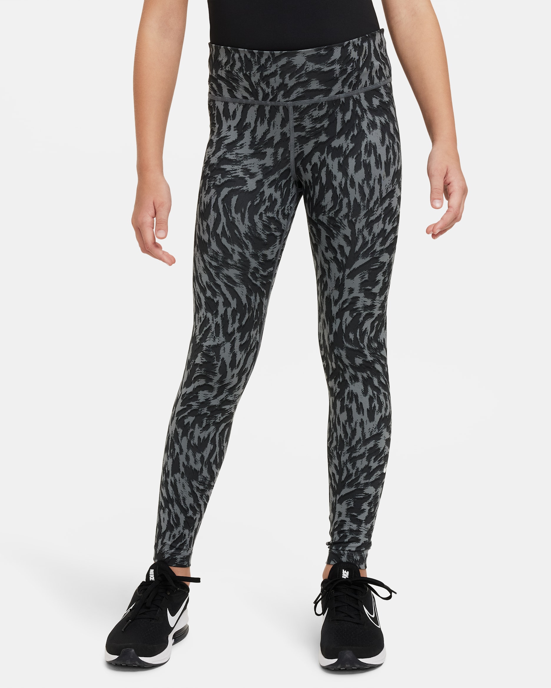 Nike One Older Kids' (Girls') Dri-FIT Leggings - Smoke Grey/White