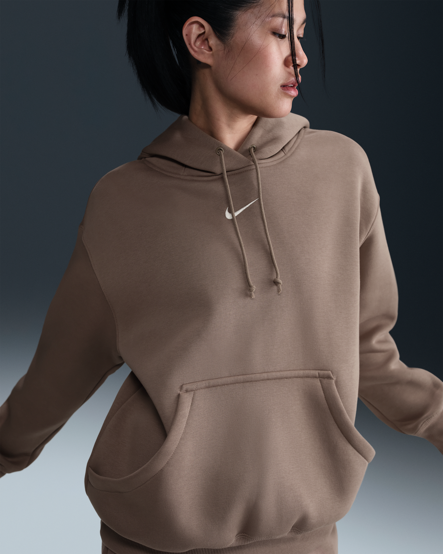 Nike Sportswear Phoenix Fleece Women's Oversized Pullover Hoodie - Mink Brown/Sail