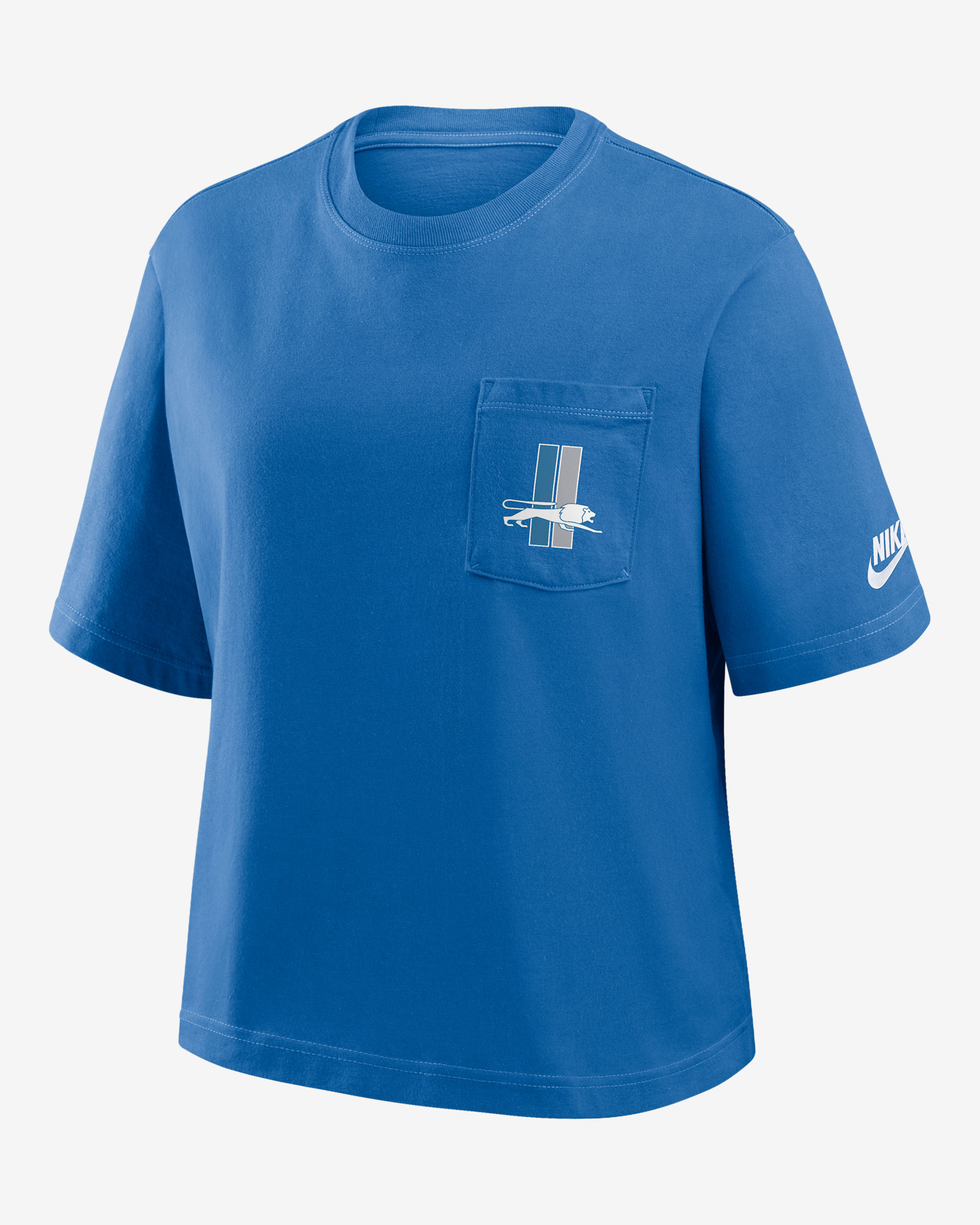 Detroit Lions Rewind Pocket Boxy Women's Nike NFL T-Shirt - Blue