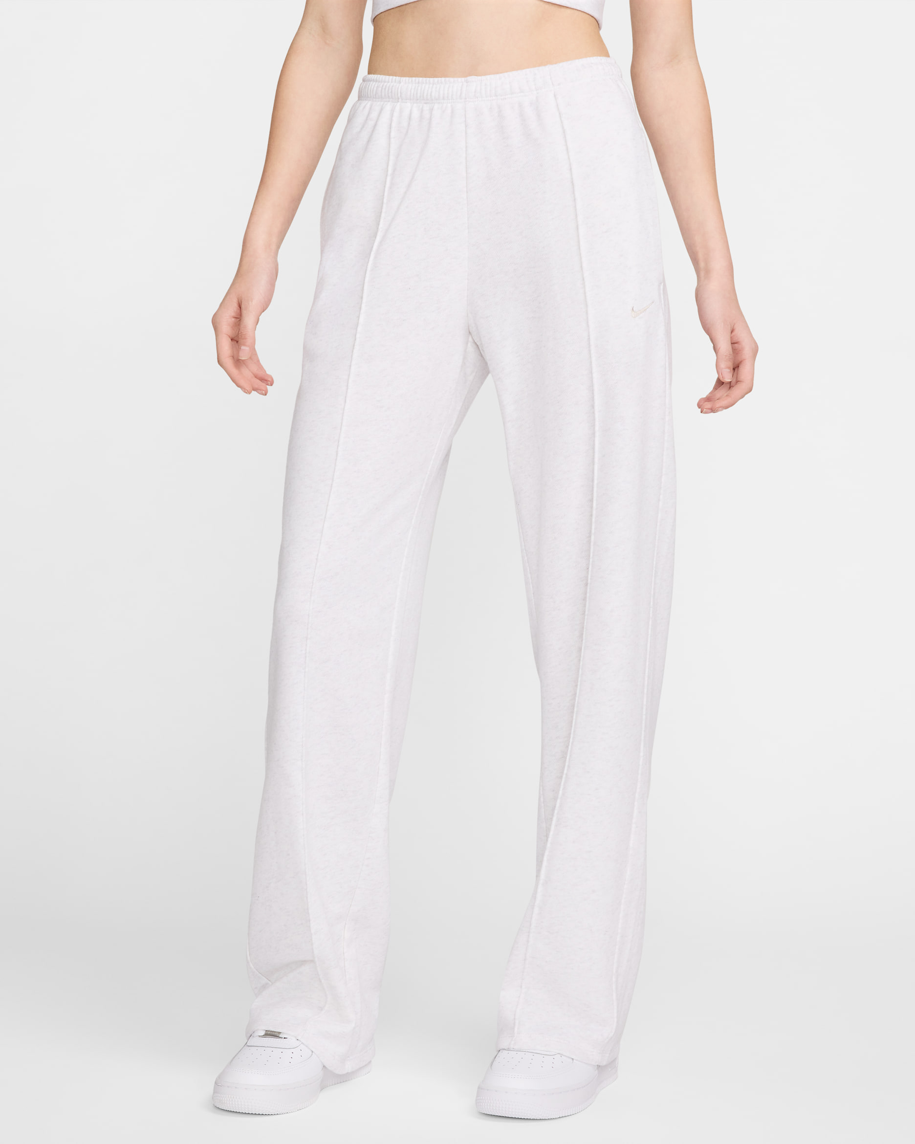 Nike Sportswear Chill Terry Women's Mid-Rise French Terry Open-Hem Sweatpants - Birch Heather/Light Orewood Brown