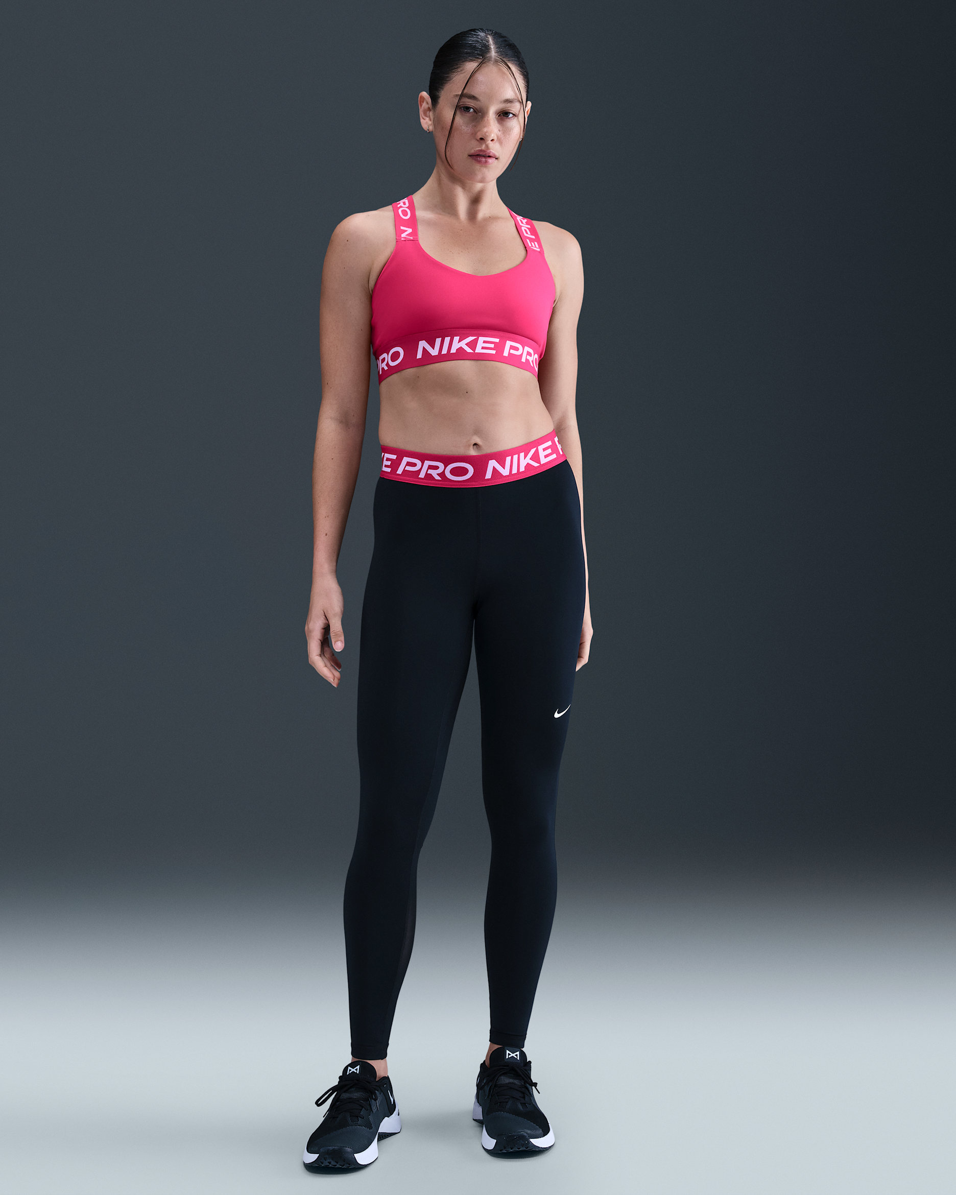 Leggings a vita media con inserti in mesh Nike Pro – Donna - Nero/Rush Pink/Bianco