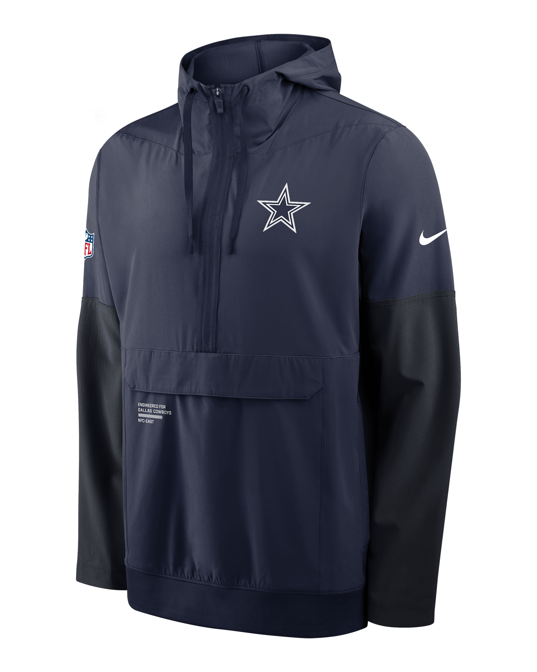 Dallas Cowboys Well Rounded Anorak Men's Nike NFL 1/2-Zip Hooded Jacket - Navy