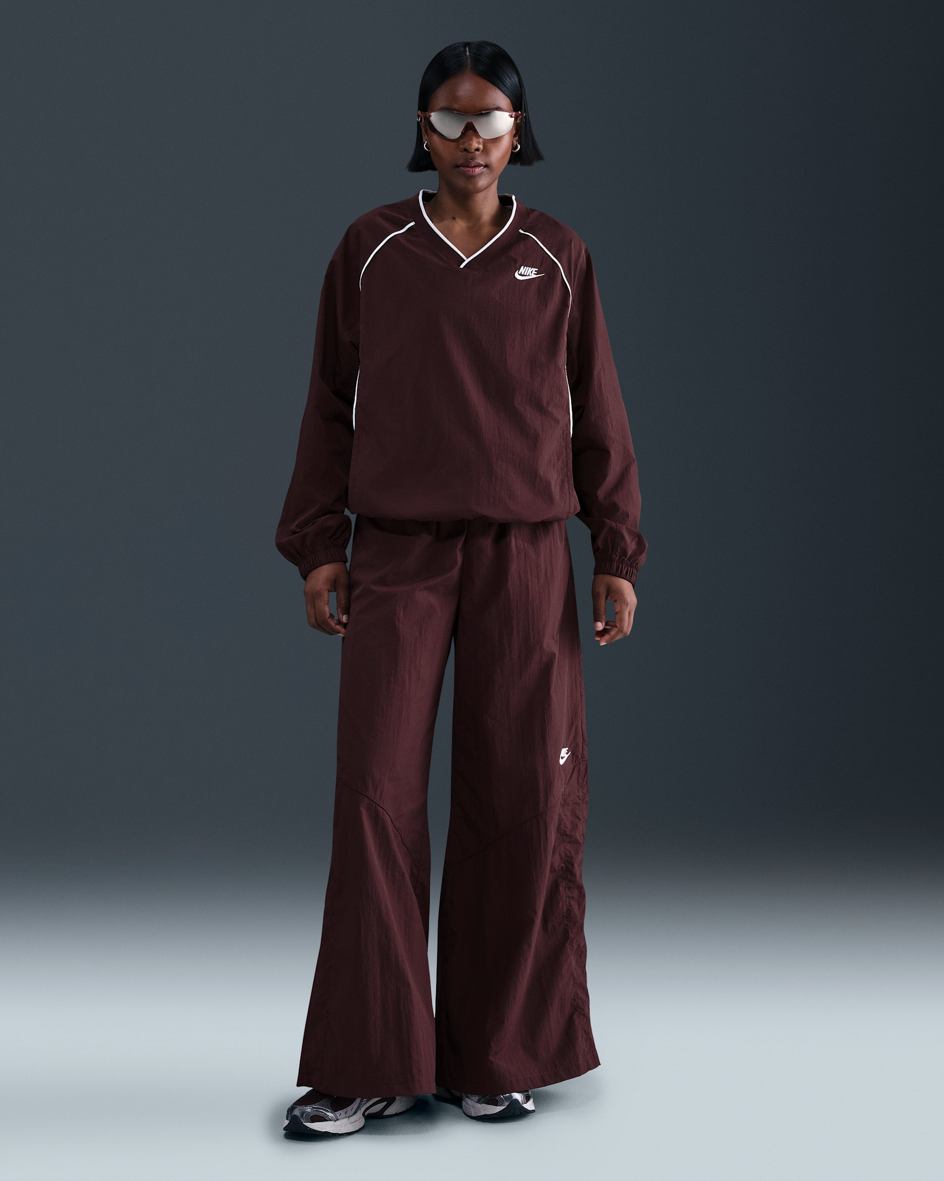 Pants de tejido Woven de pierna ancha para mujer Nike Sportswear - Burdeos enérgico/Burdeos enérgico/Vela