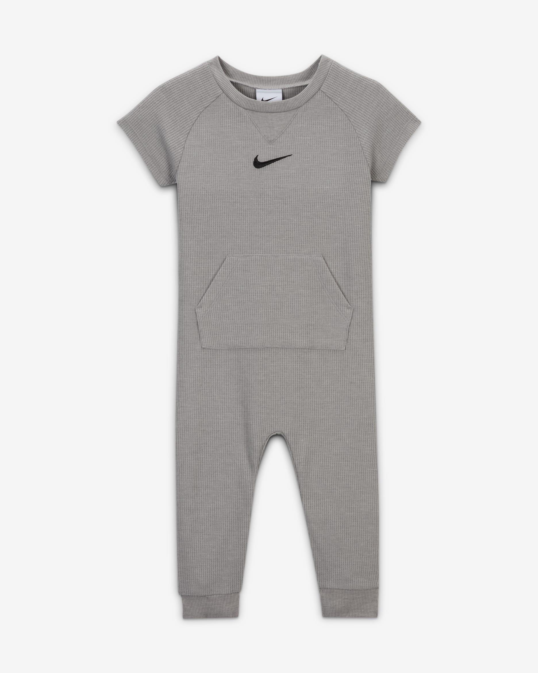 Nike Essentials Baby (0-9M) Short Sleeve Waffle Knit Coverall - Matte Silver