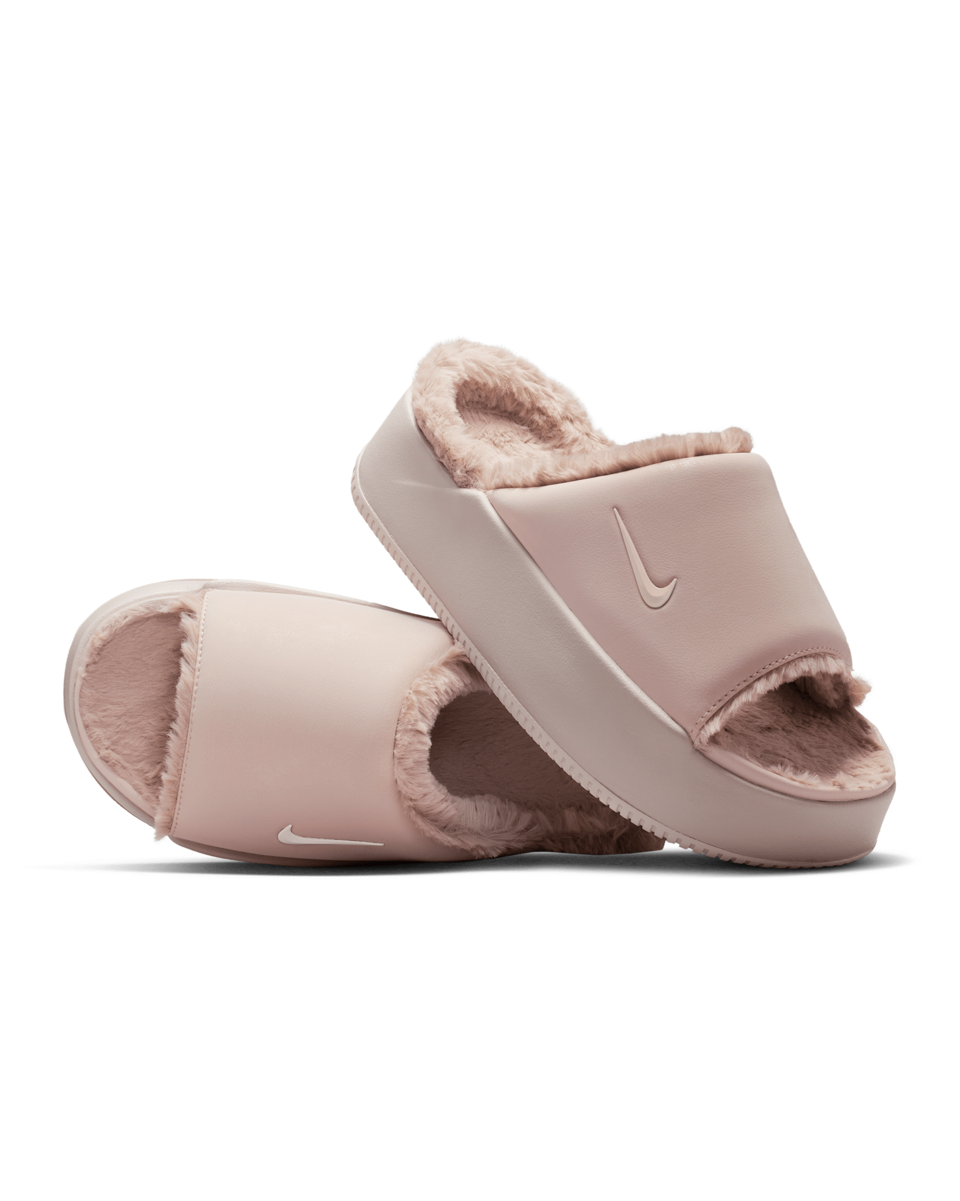 Nike Calm Elevation Fur Women's Slides - Silt Red/Malt/Silt Red