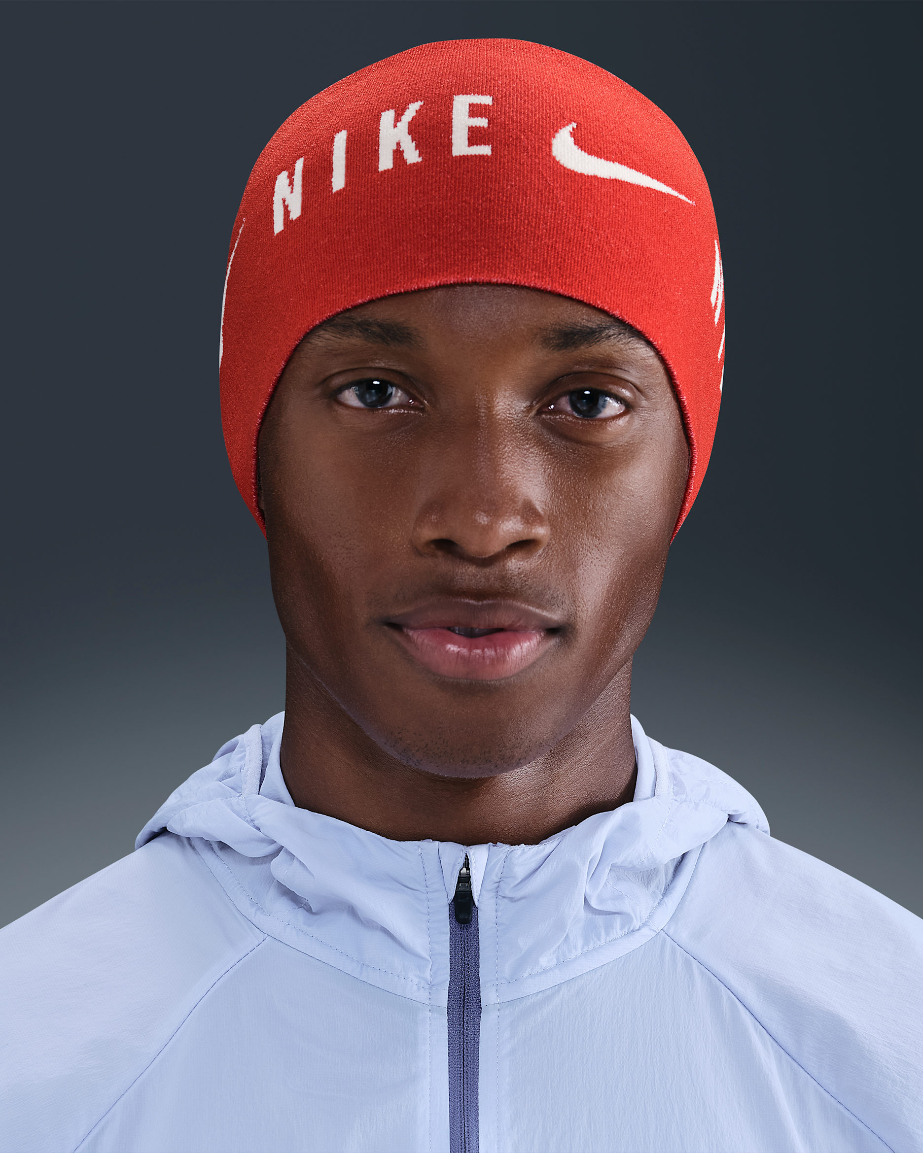 Bandeau de running en maille Dri-FIT Nike Trail - Picante Red/Pearl White