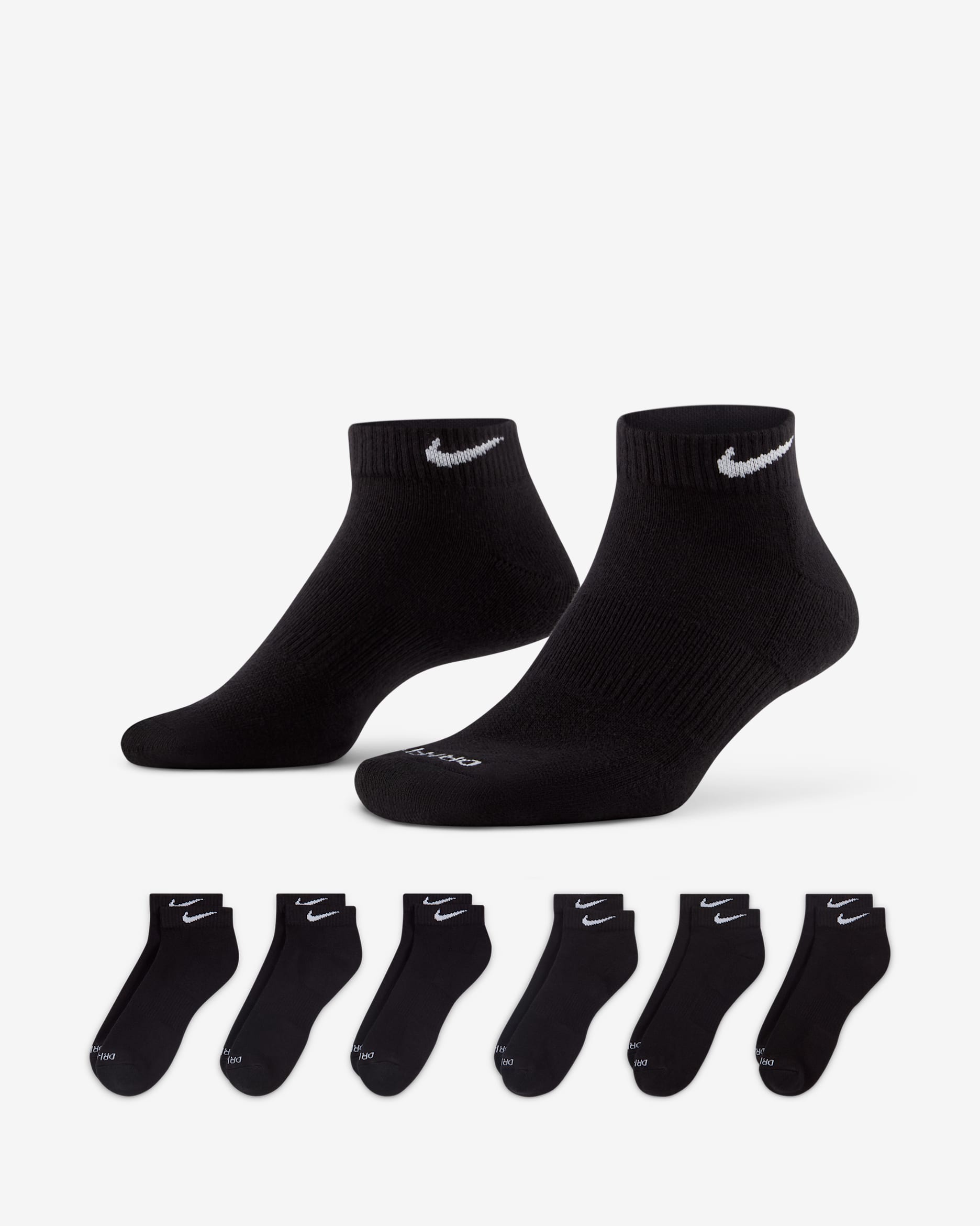 Nike Everyday Plus Cushioned Training Low Socks (6 Pairs) - Black/White