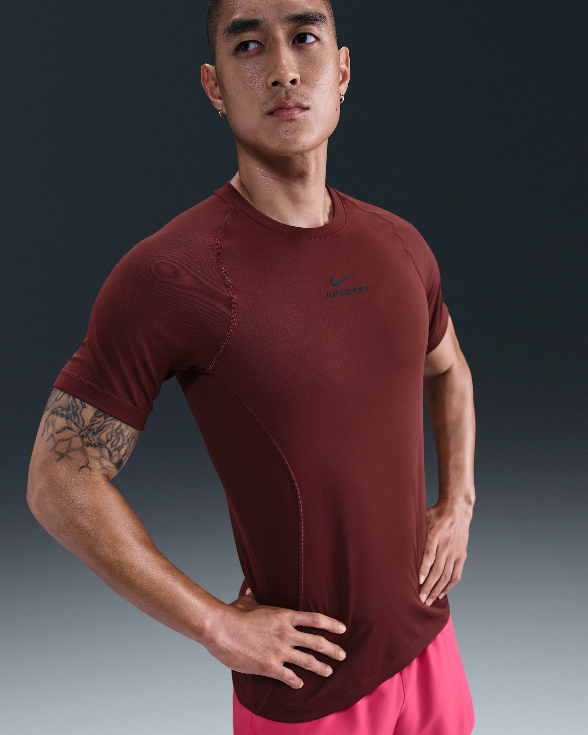 Nike Pro Training Men's Dri-FIT Short-Sleeve Top - Dark Team Red/Black