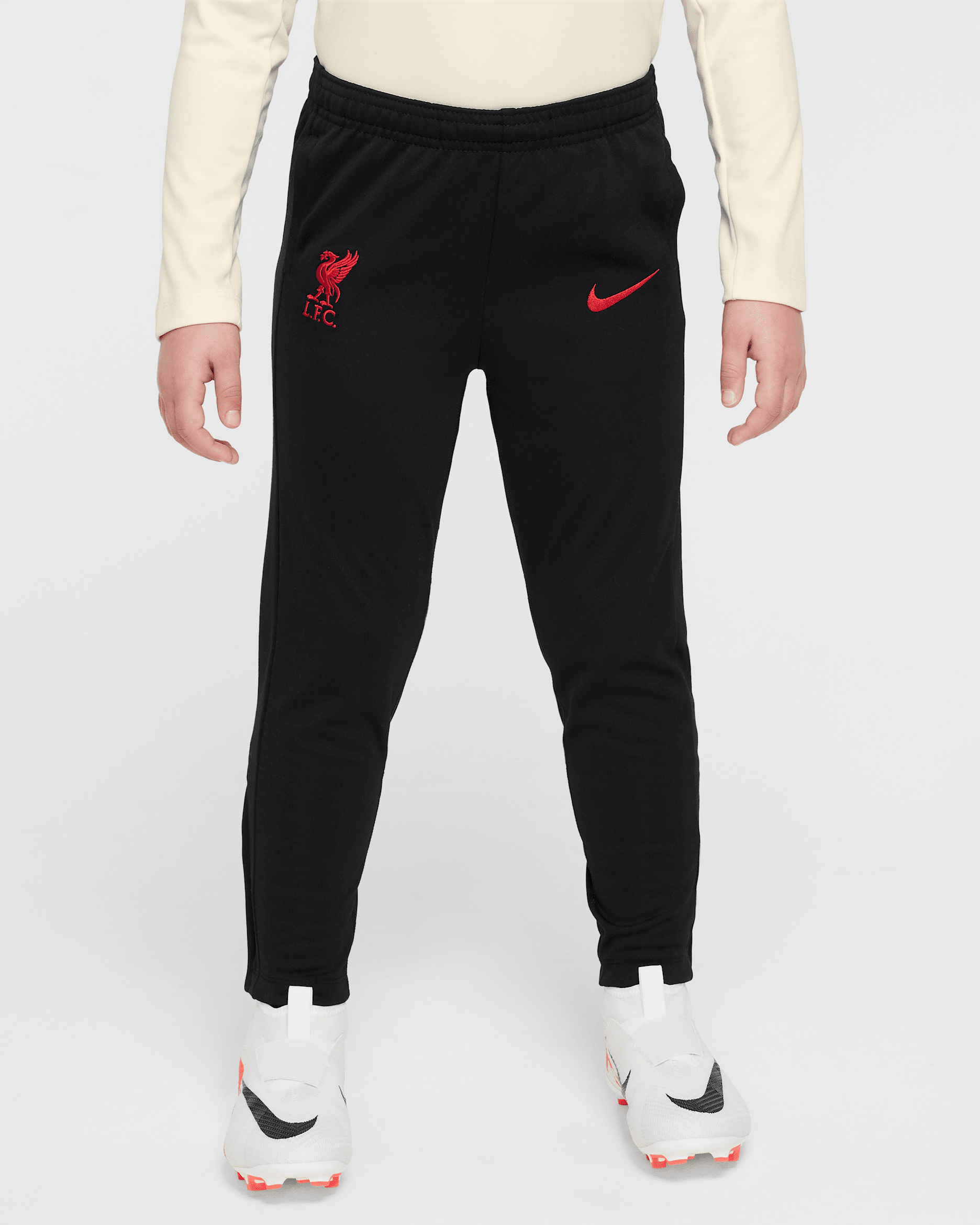 Liverpool F.C. Academy Pro Special Edition Younger Kids' Nike Dri-FIT Football Knit Pants - Black/Coconut Milk/Gym Red