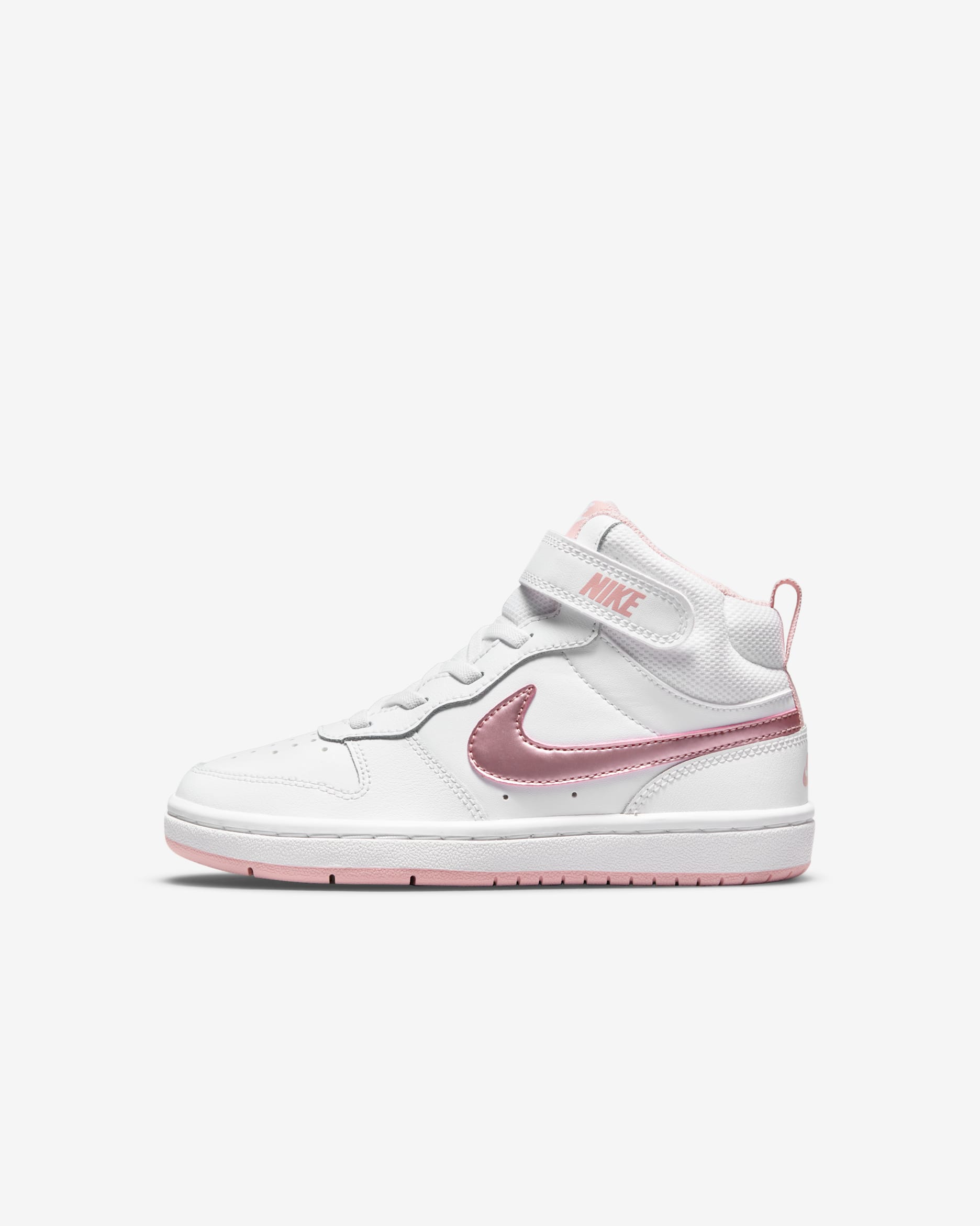 Tenis para niños de preescolar Nike Court Borough Mid 2 - Blanco/Rosa vidrio