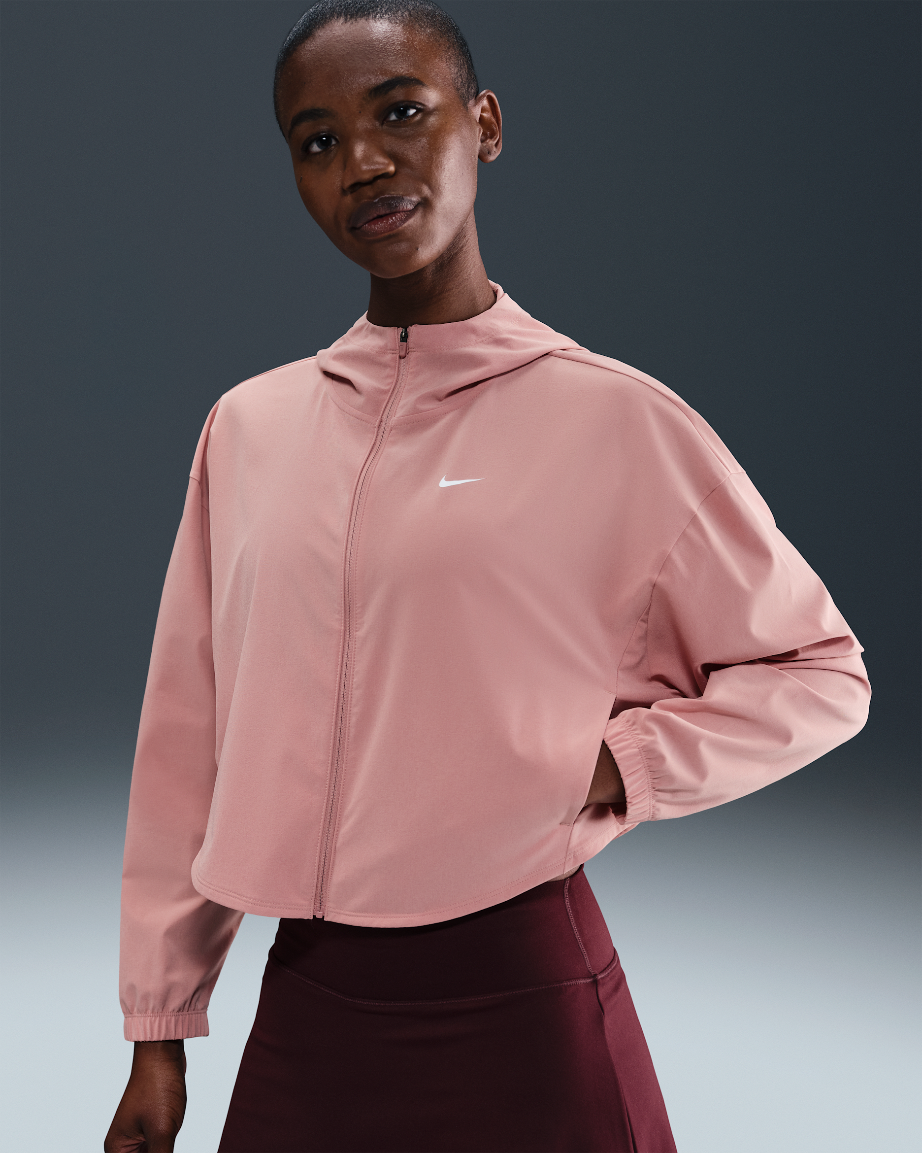 Nike One Women's Repel Oversized Hooded Woven Jacket - Rust Pink/White