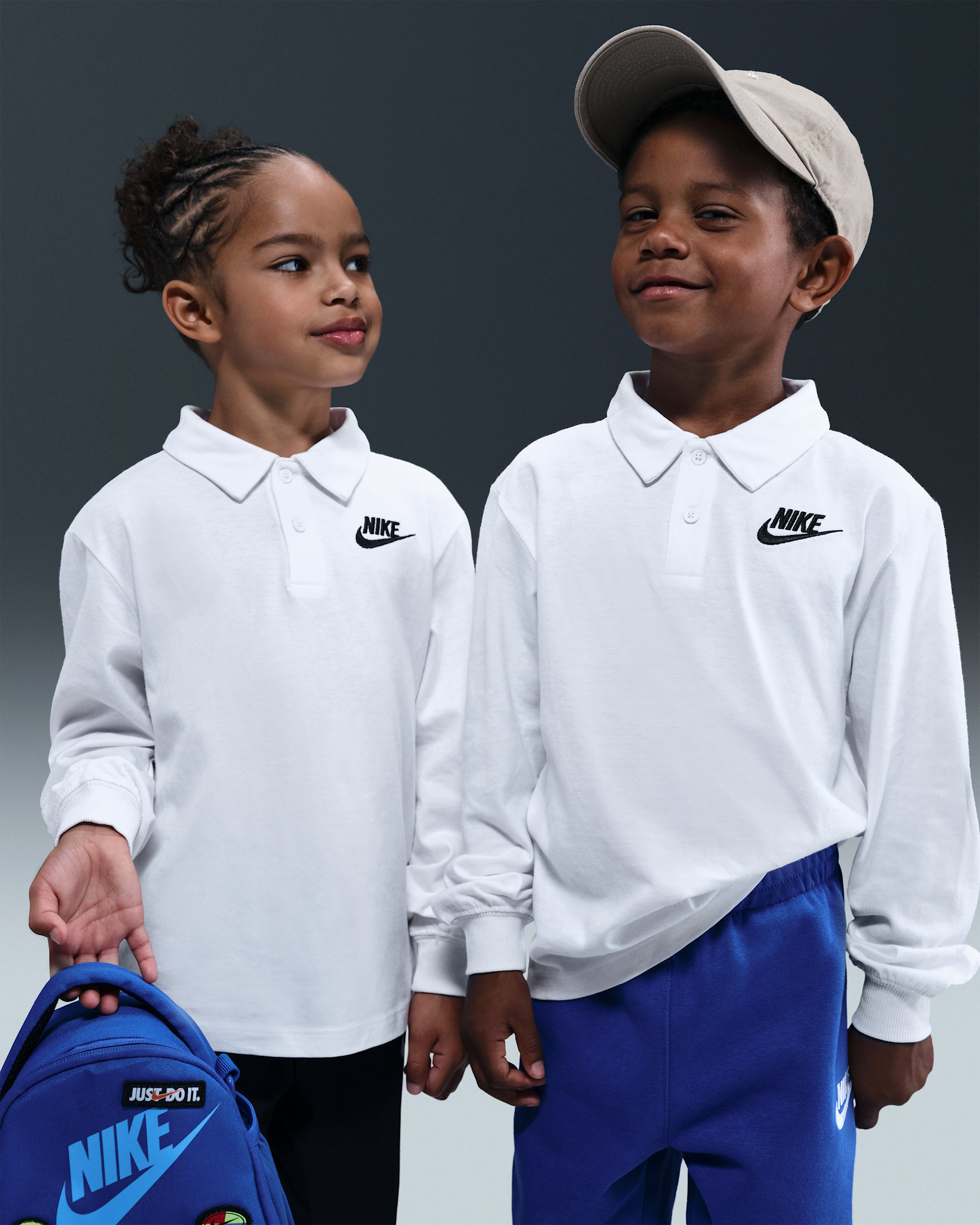나이키 리틀키즈 긴팔 폴로 - 화이트