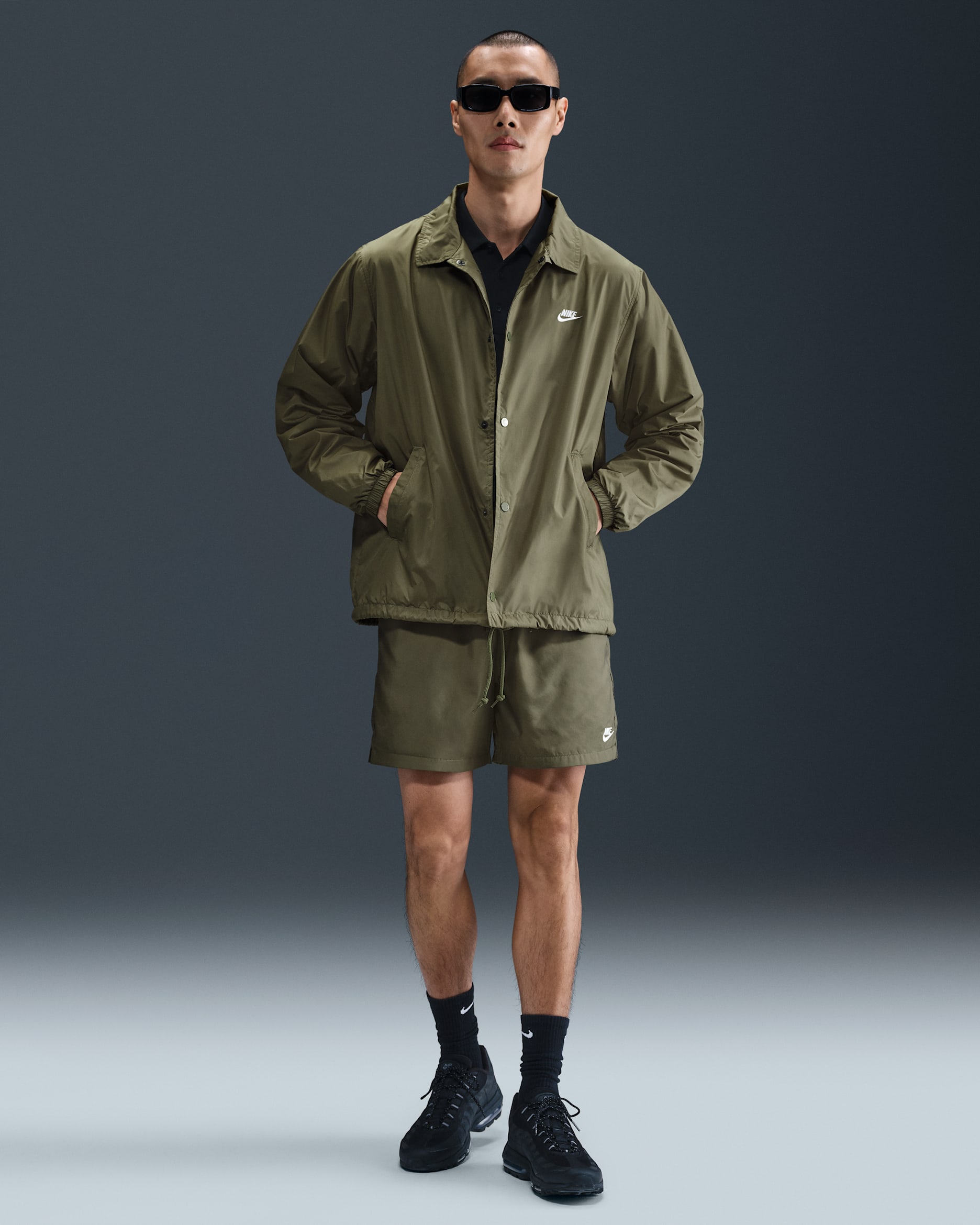 Nike Club Men's Woven Flow Shorts - Medium Olive/White